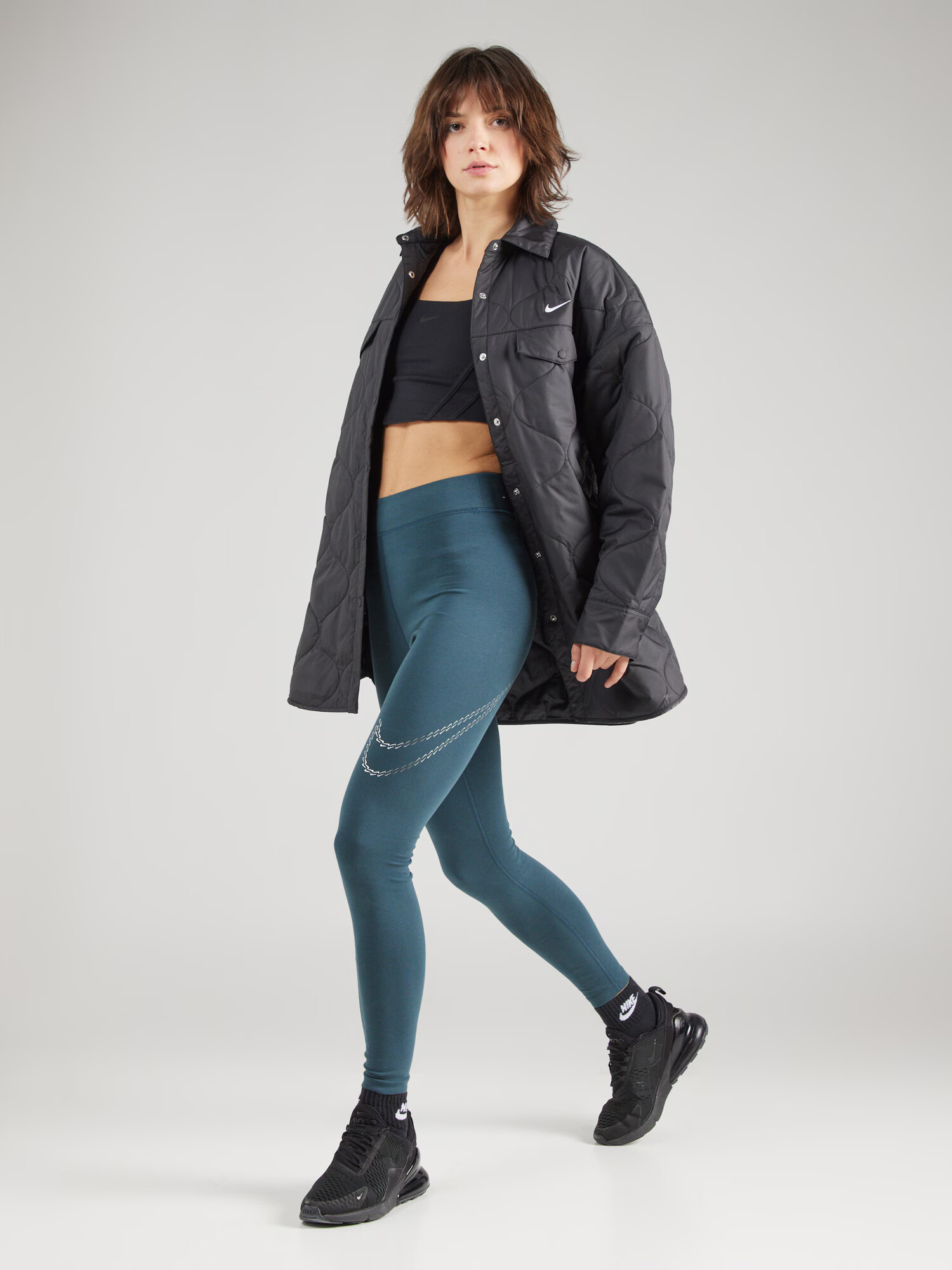 Nike Sportswear Leggings verde închis / alb murdar - Pled.ro