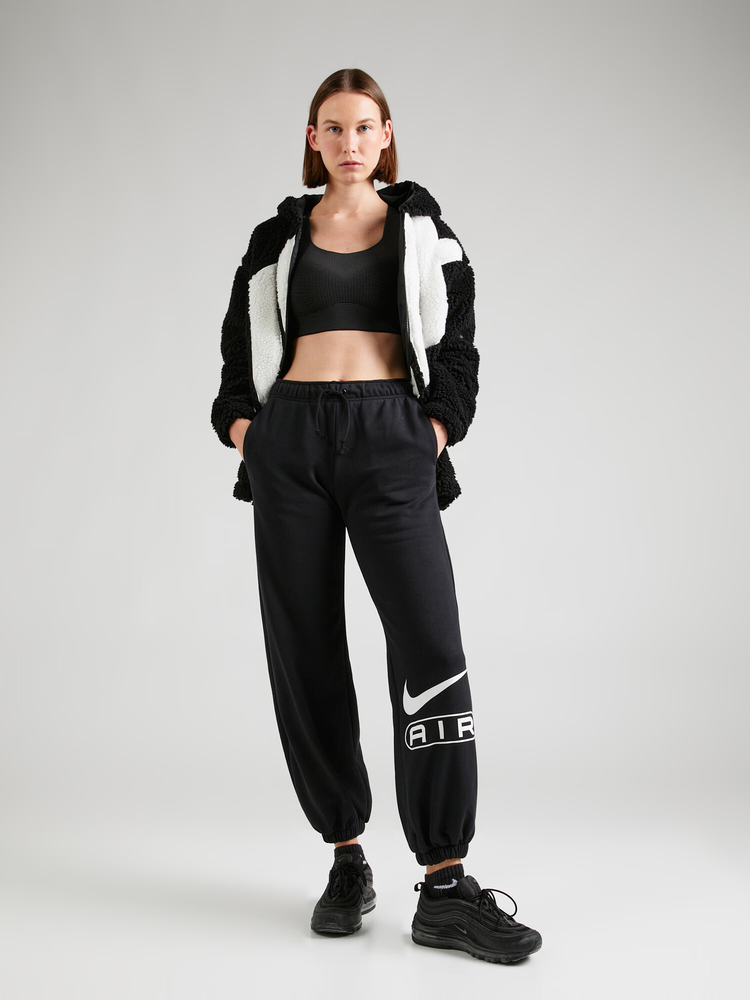 Nike Sportswear Pantaloni 'Air' negru / alb murdar - Pled.ro