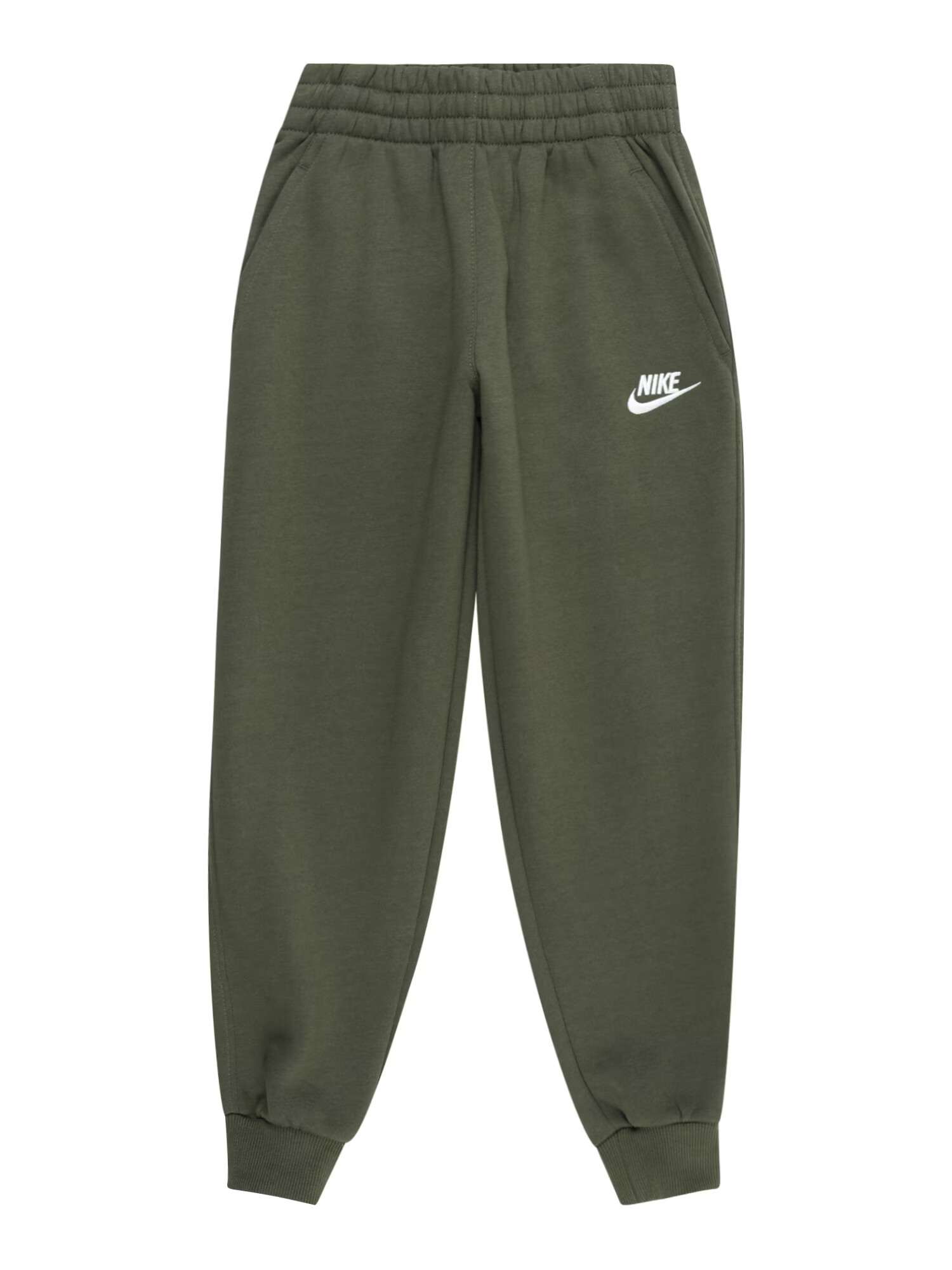 Nike Sportswear Pantaloni 'Club Fleece' kaki / alb - Pled.ro