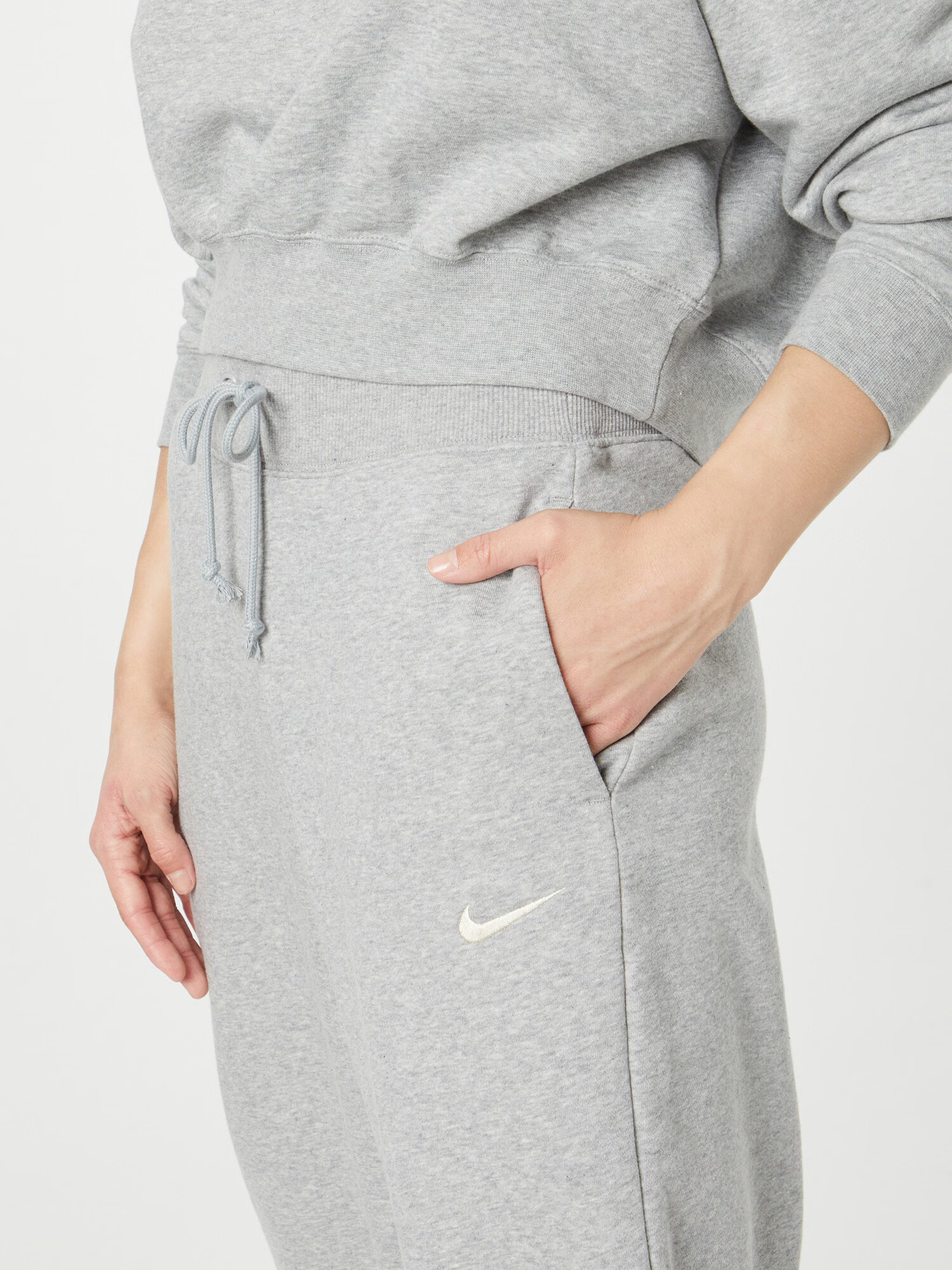 Nike Sportswear Pantaloni 'PHNX FLC' gri amestecat / alb - Pled.ro