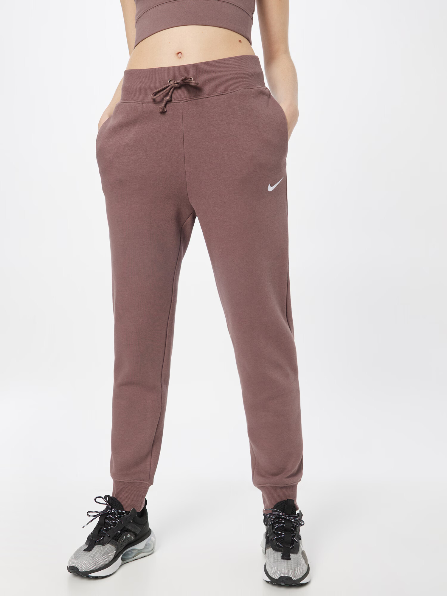 Nike Sportswear Pantaloni 'Phoenix Fleece' mov prună / alb - Pled.ro