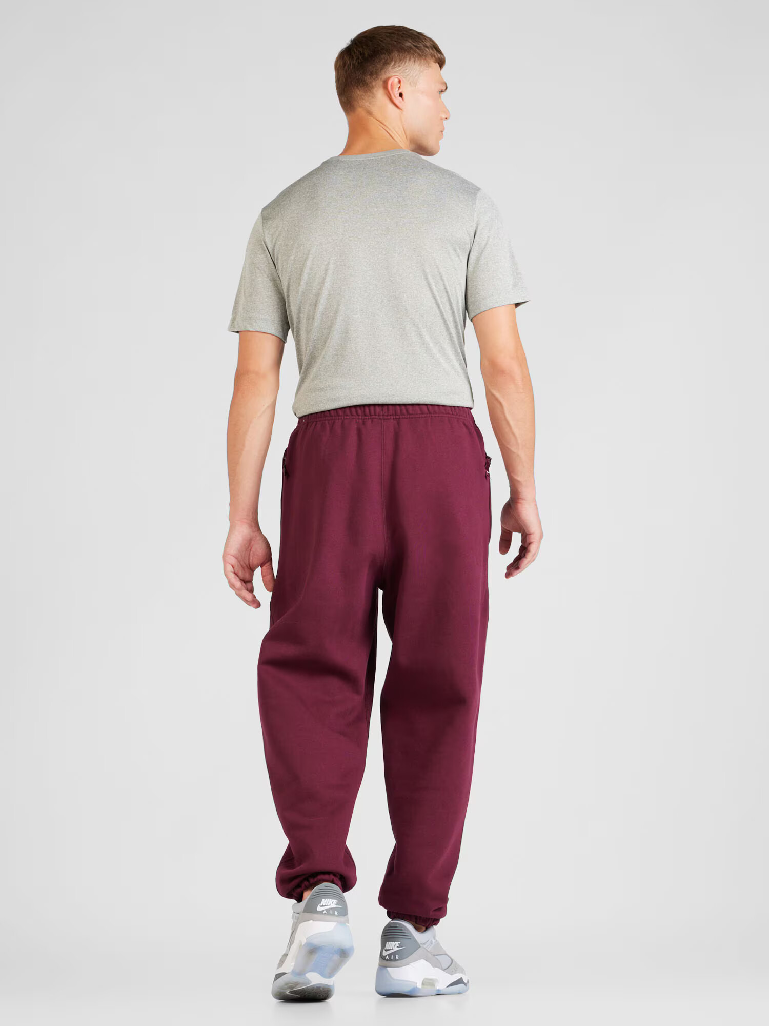 Nike Sportswear Pantaloni 'Swoosh' roșu burgundy / alb - Pled.ro