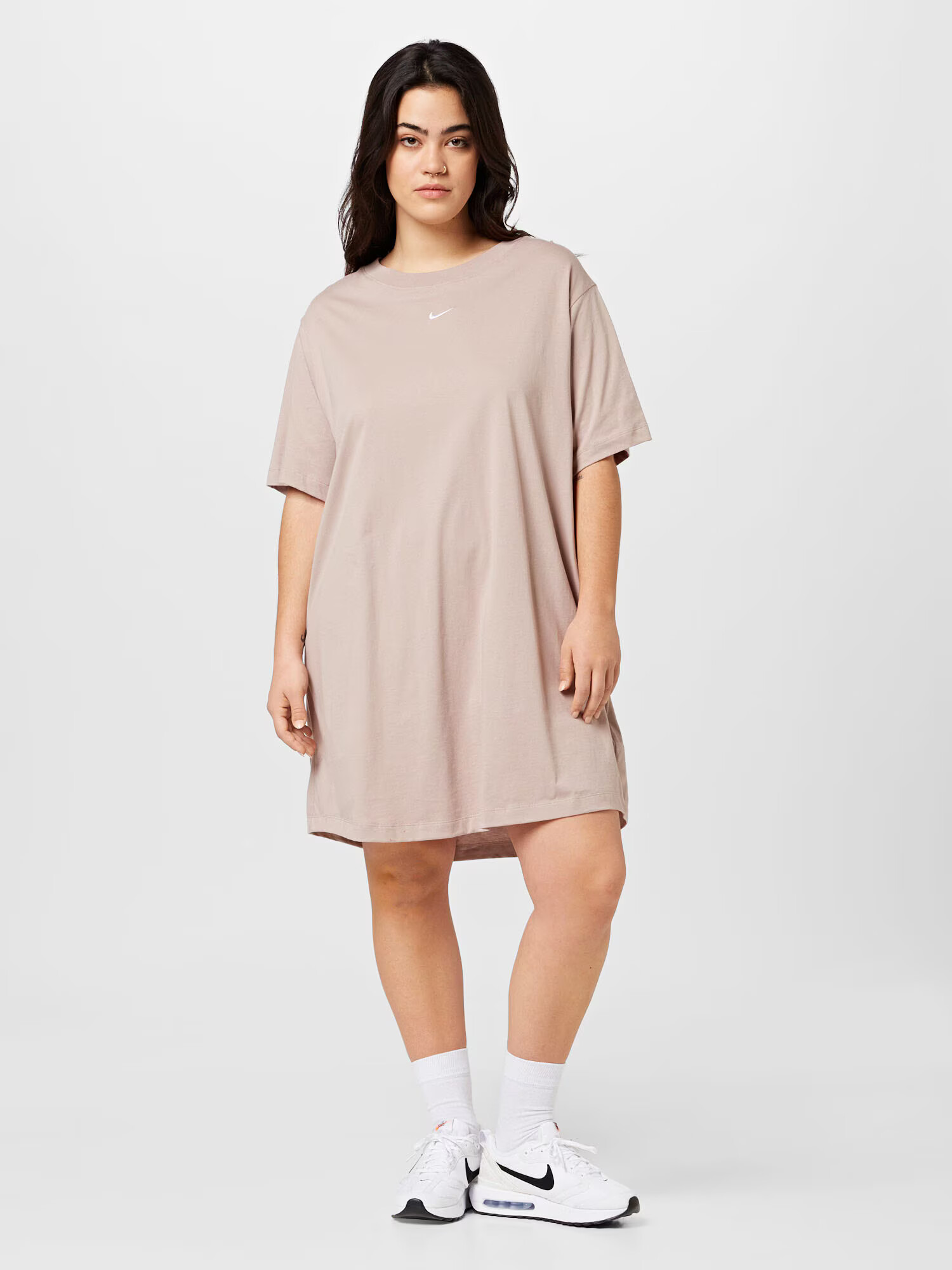 Nike Sportswear Rochie gri taupe / alb - Pled.ro