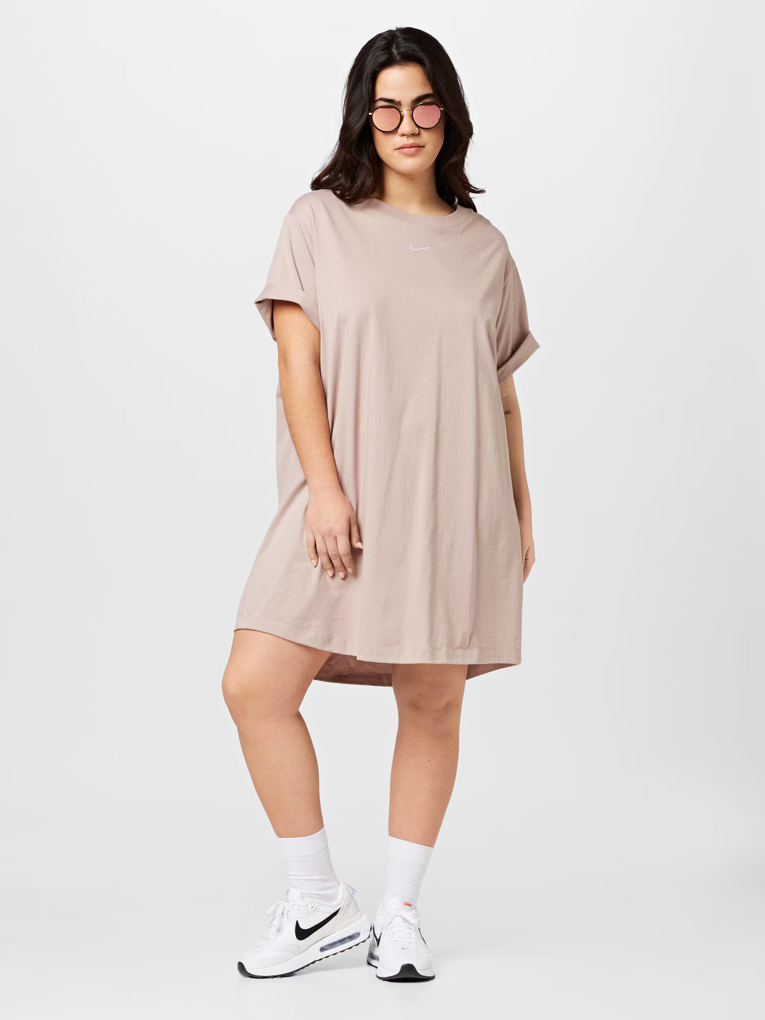 Nike Sportswear Rochie gri taupe / alb - Pled.ro