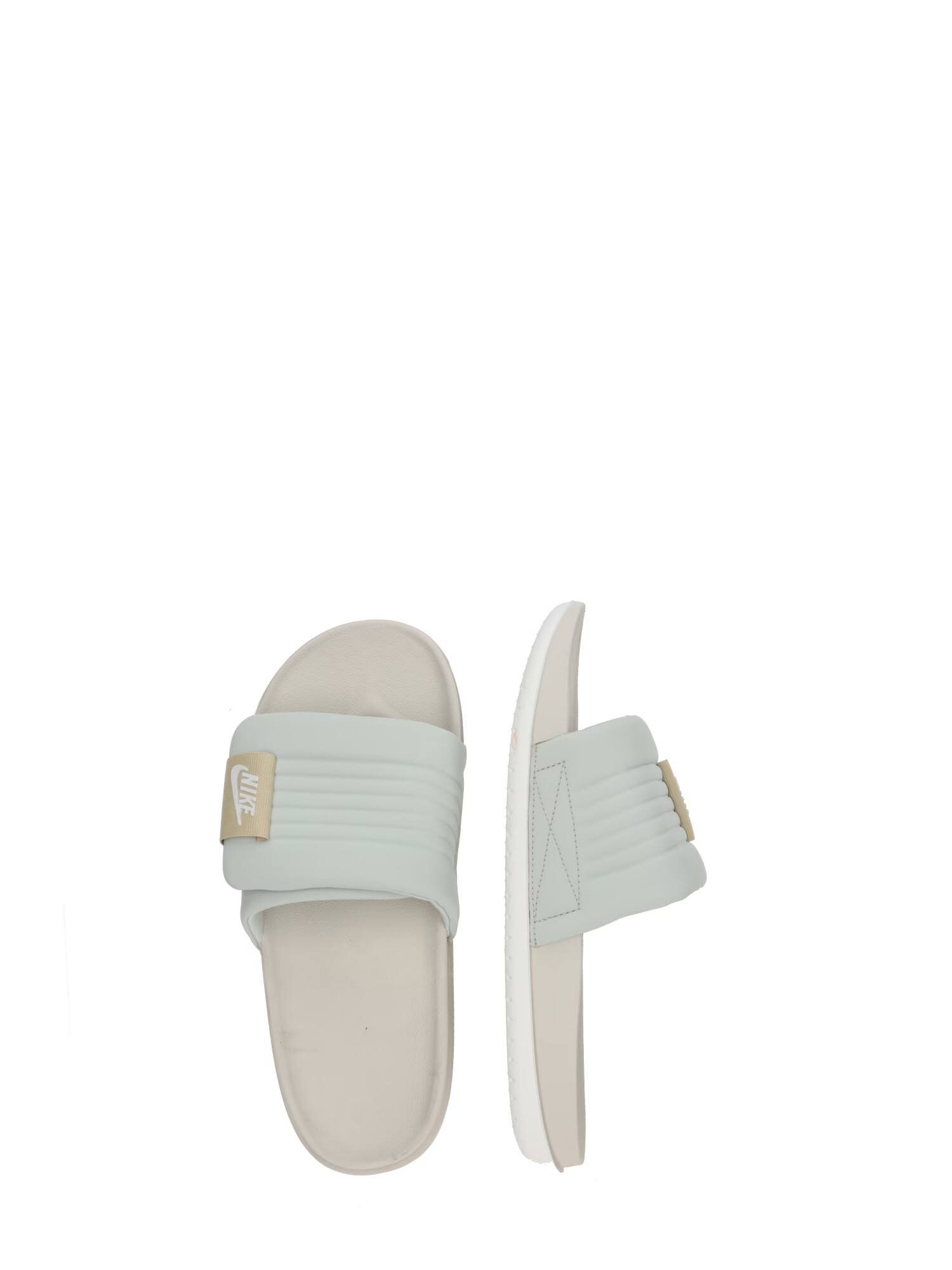 Nike Sportswear Saboți 'OFFCOURT ADJUST SLIDE' bej / gri fumuriu / alb - Pled.ro