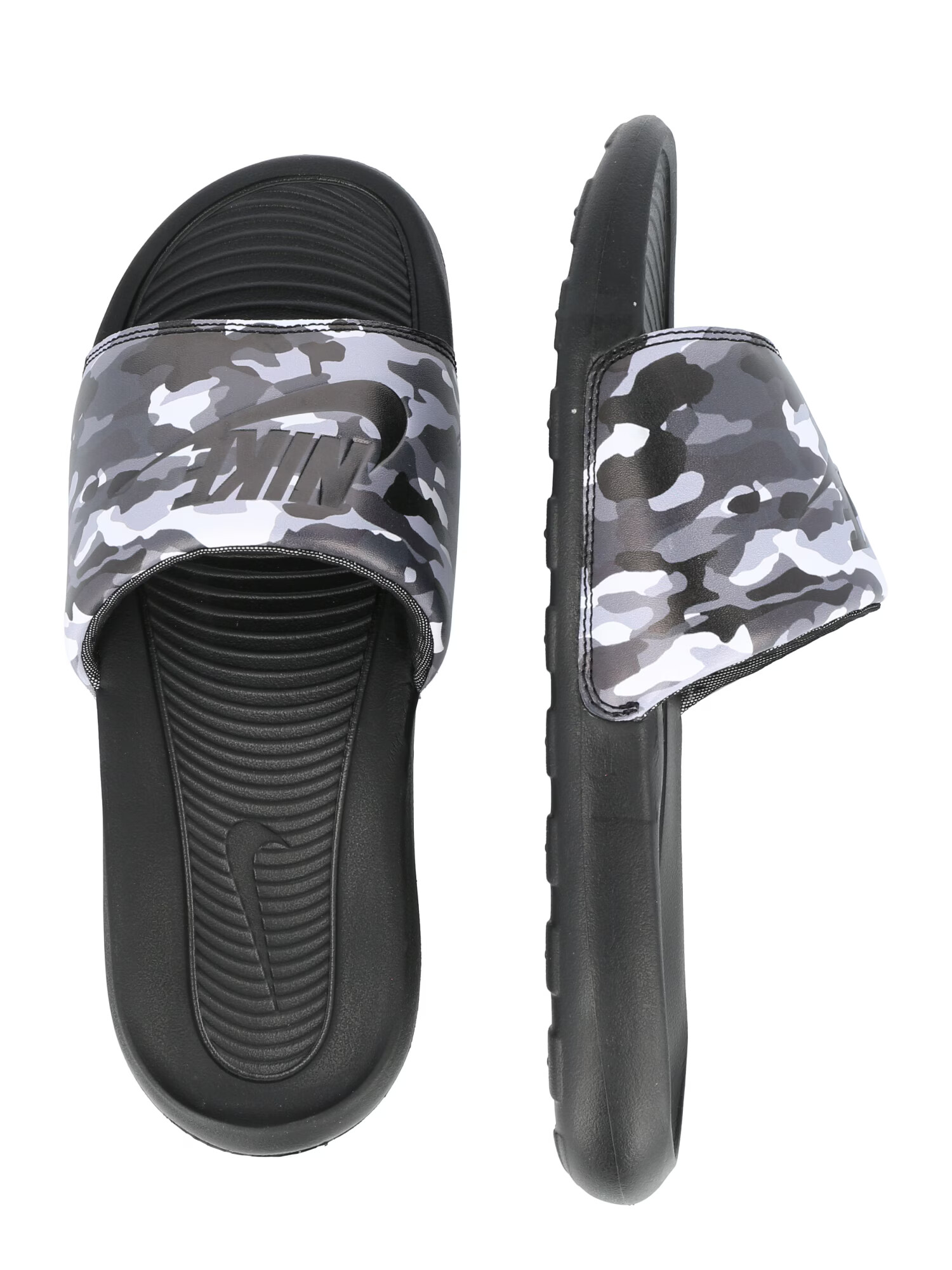 Nike Sportswear Saboți 'VICTORI ONE SLIDE PRINT' gri / gri închis / negru / alb - Pled.ro