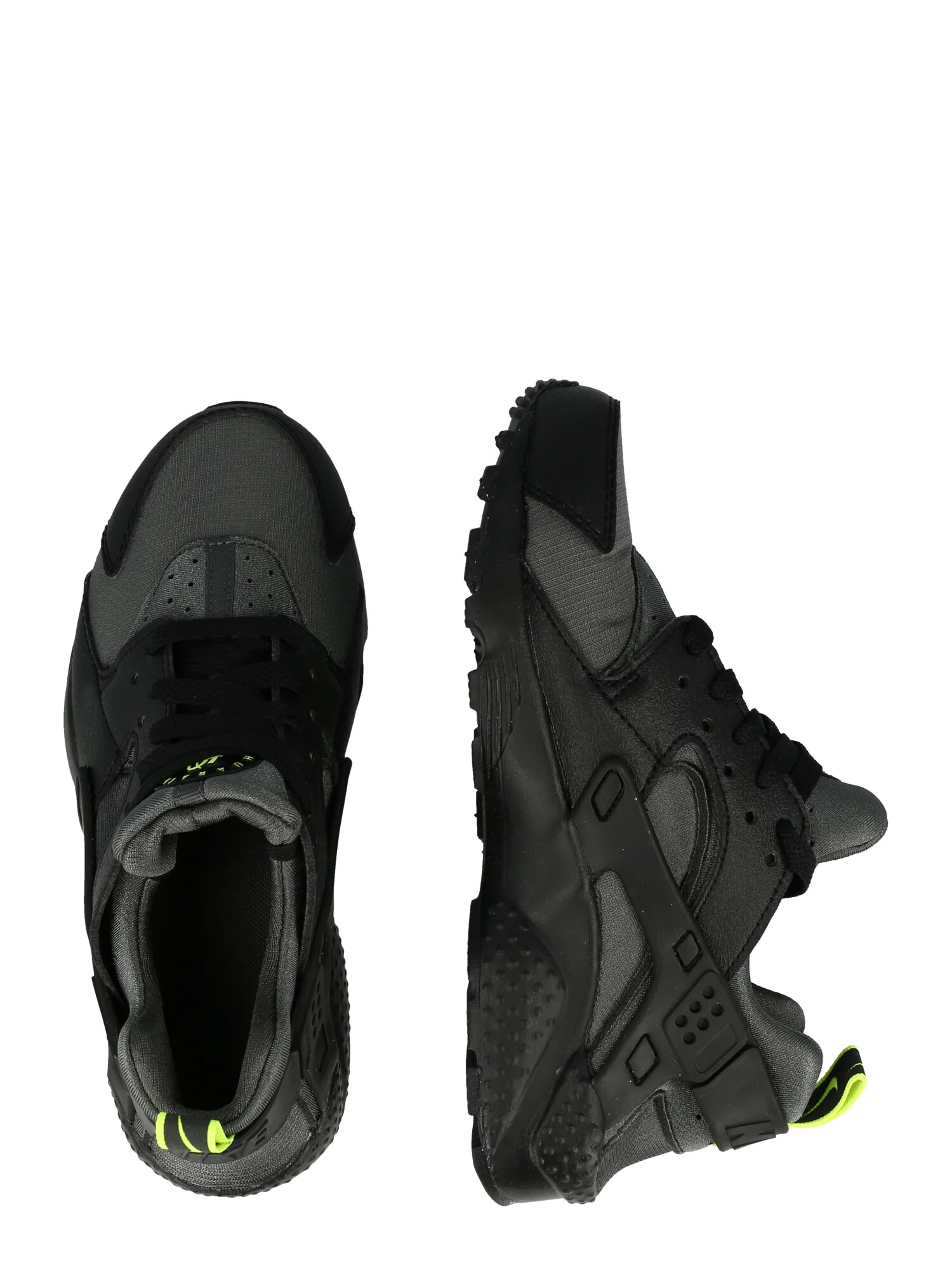 Nike Sportswear Sneaker 'HUARACHE RUN GS' gri închis / verde neon / negru - Pled.ro