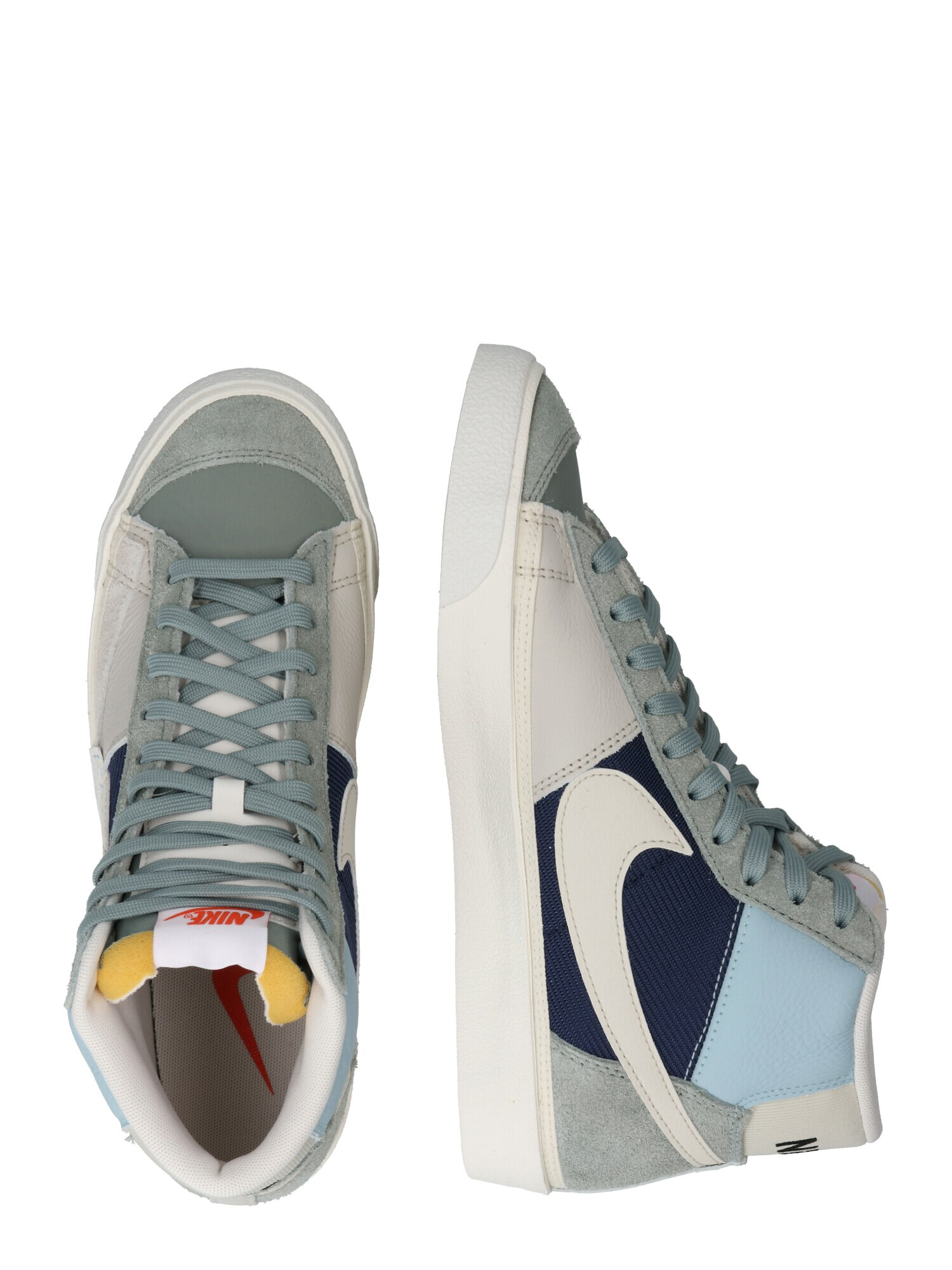 Nike Sportswear Sneaker înalt 'BLAZER MID PRO CLUB' bej / bleumarin / albastru deschis / verde mentă - Pled.ro