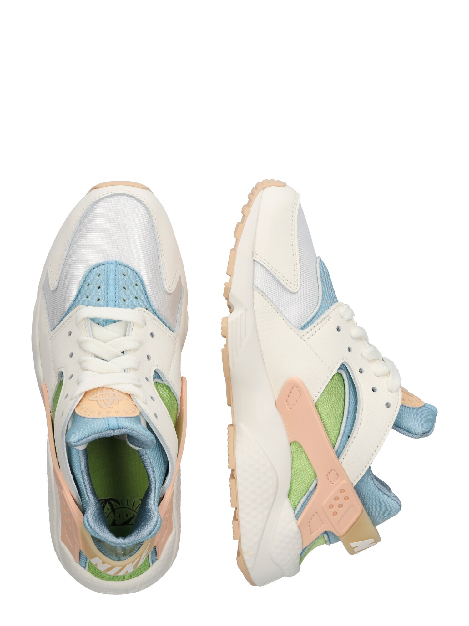 Nike Sportswear Sneaker low 'Air Huarache' alb kitt / albastru deschis / verde deschis / portocaliu caisă - Pled.ro