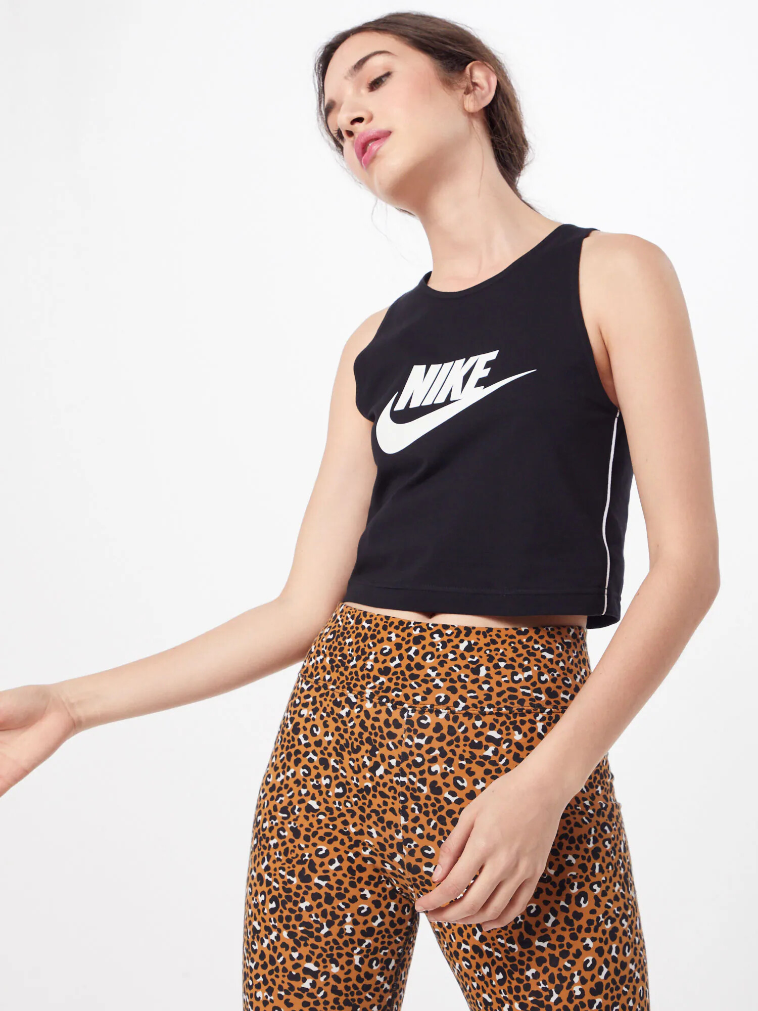 Nike Sportswear Top negru / alb - Pled.ro