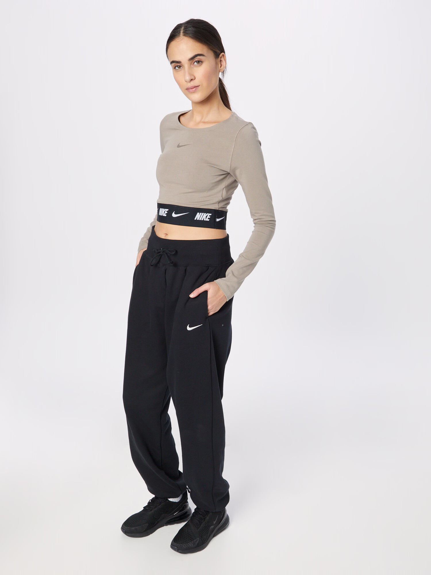 Nike Sportswear Tricou grej / negru / alb - Pled.ro