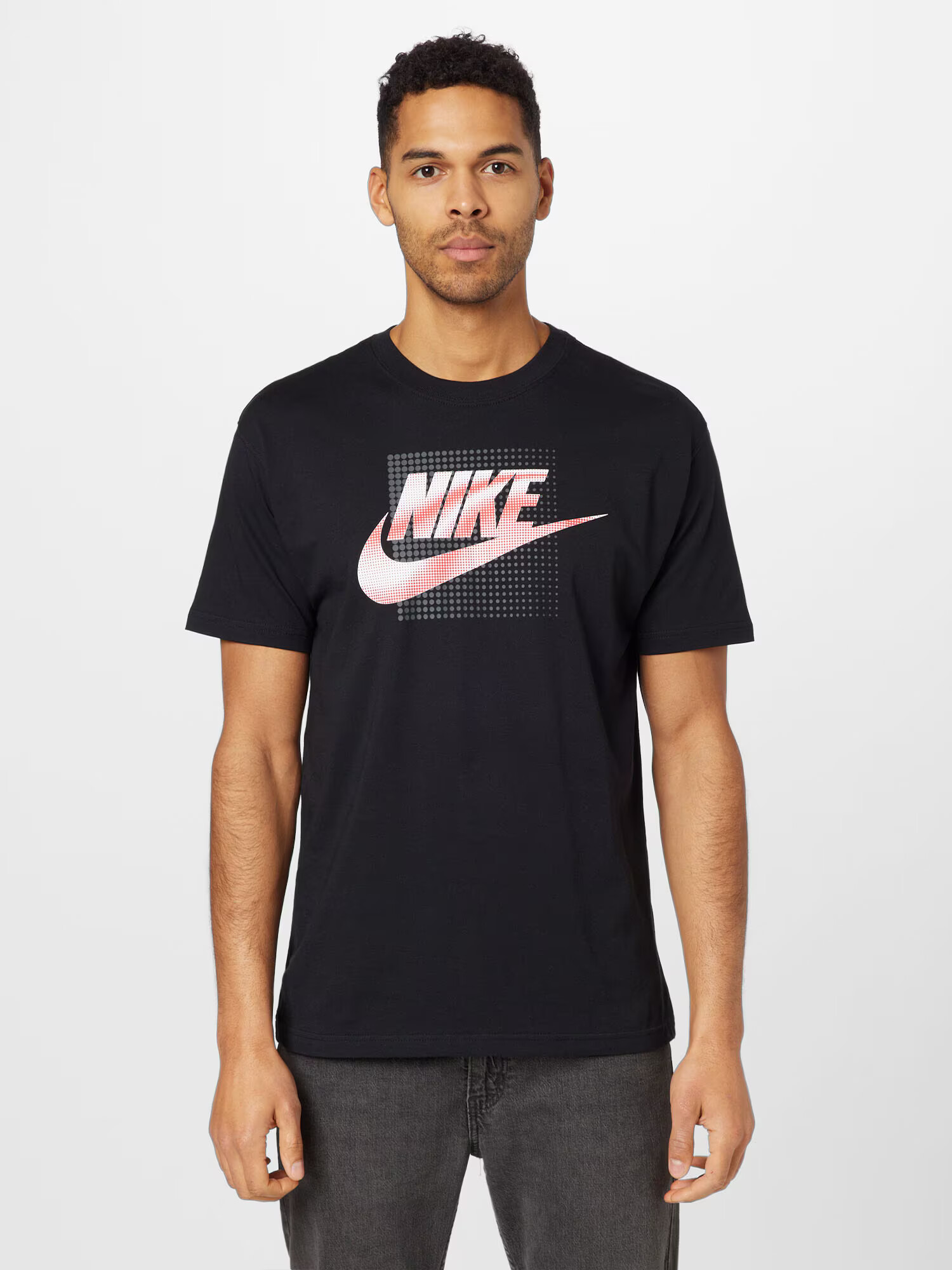 Nike Sportswear Tricou 'FUTURA' gri metalic / roșu pastel / negru / alb - Pled.ro