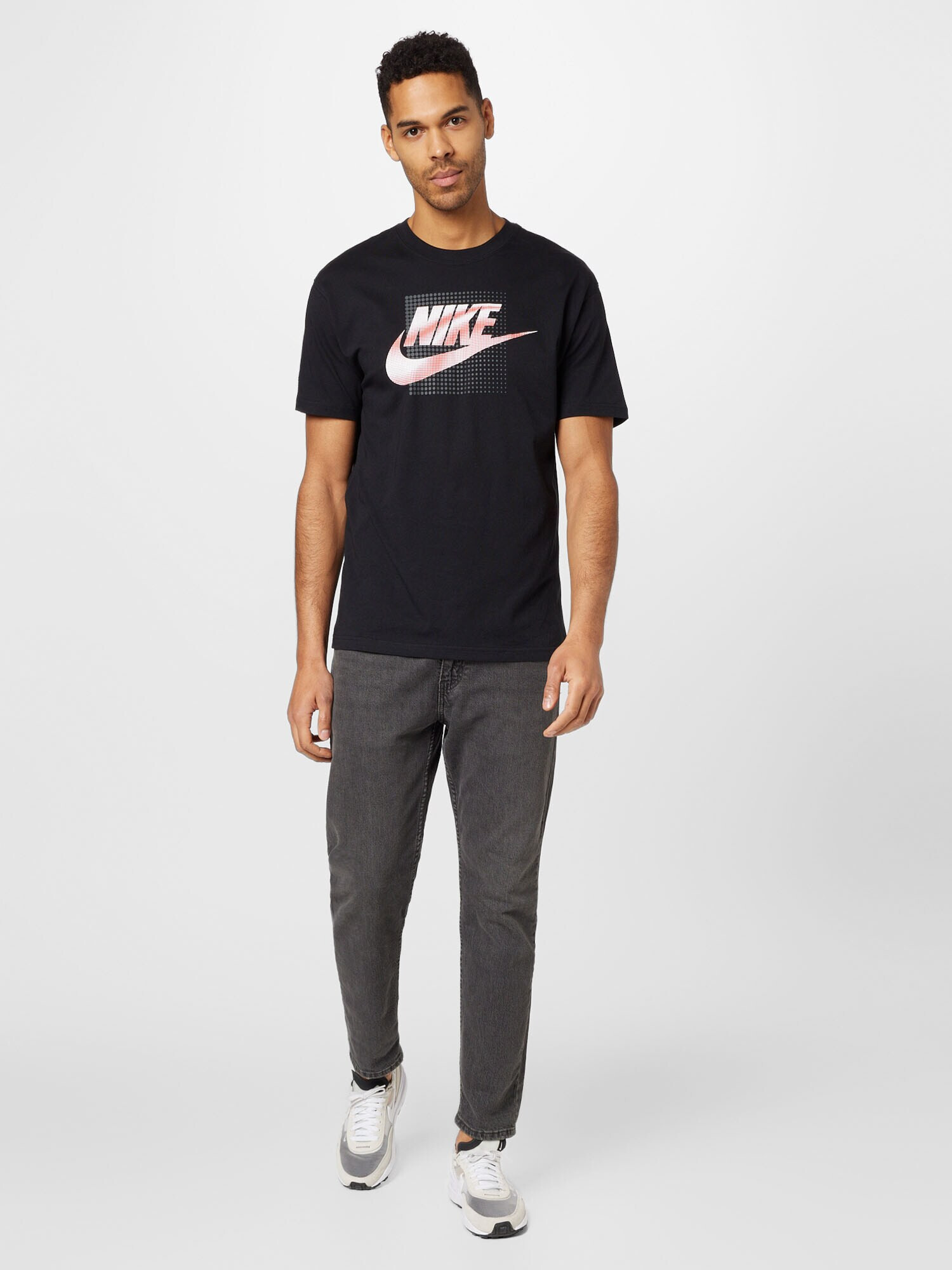 Nike Sportswear Tricou 'FUTURA' gri metalic / roșu pastel / negru / alb - Pled.ro