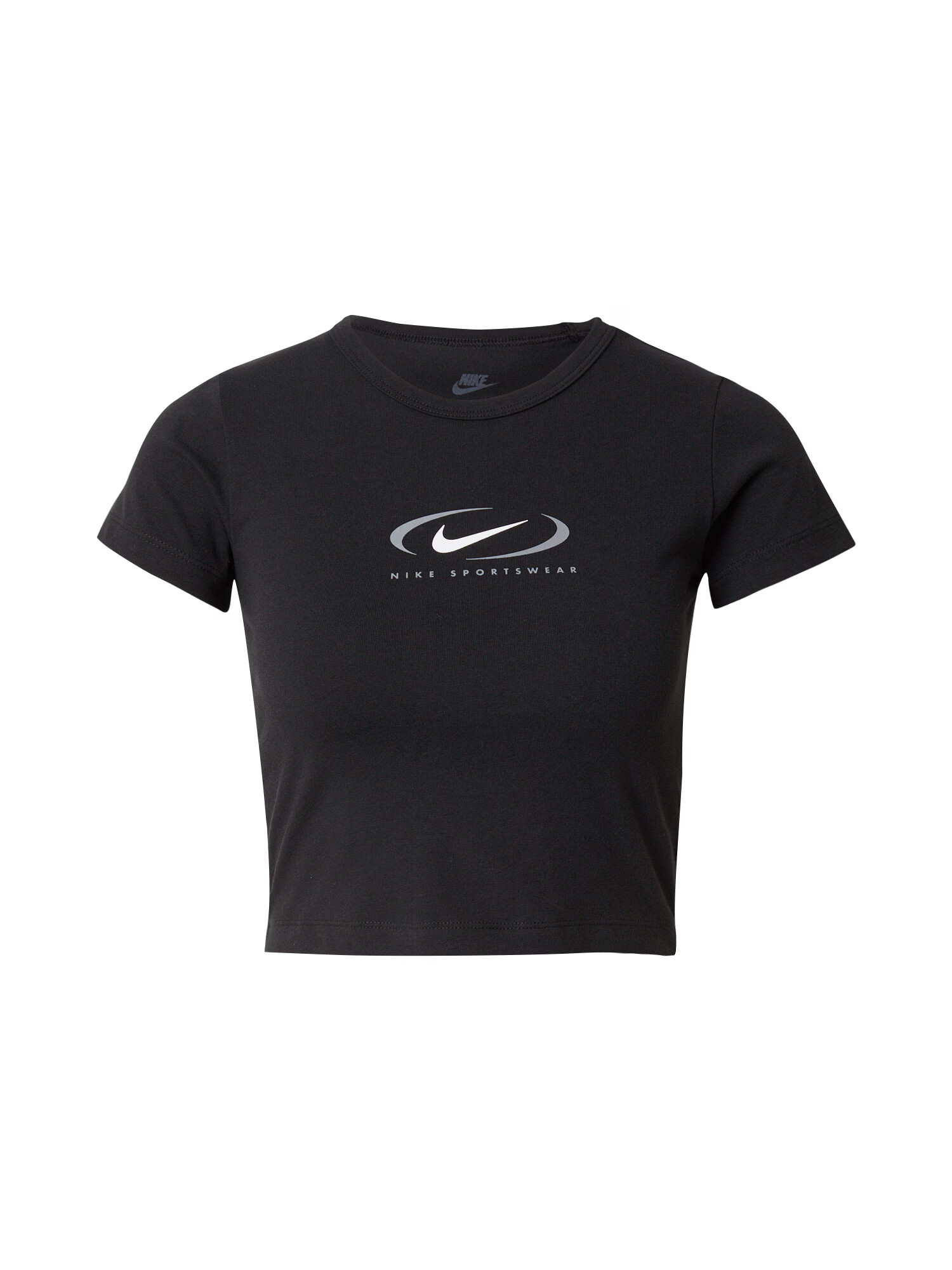 Nike Sportswear Tricou 'Swoosh' gri / negru / alb - Pled.ro