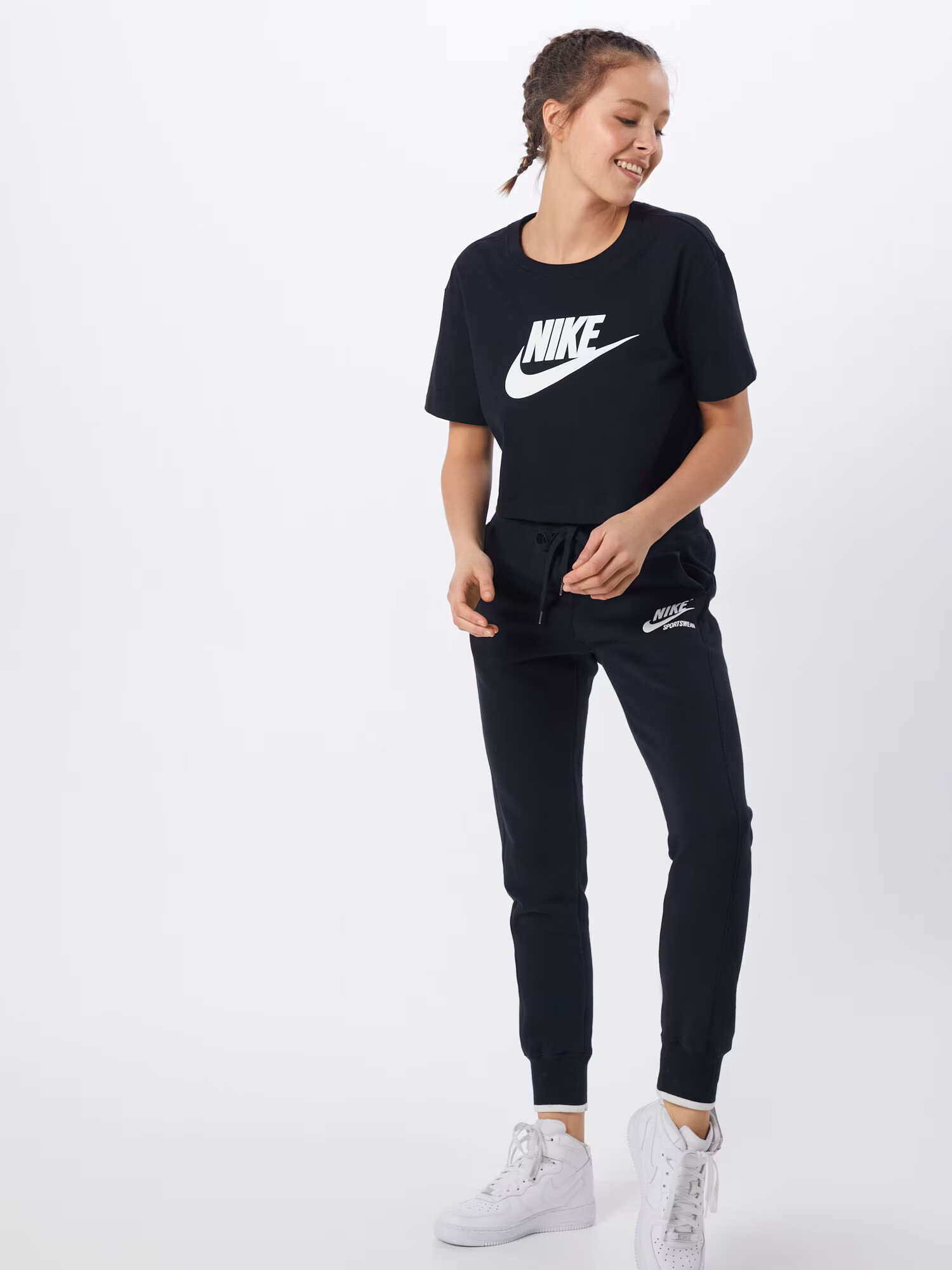 Nike Sportswear Tricou negru / alb - Pled.ro