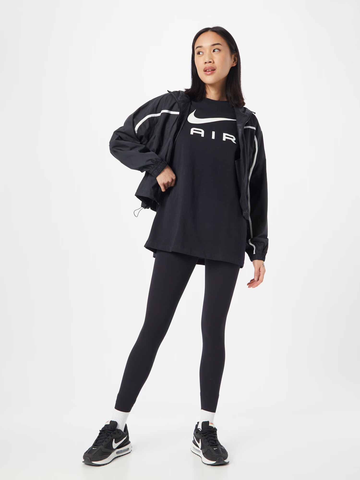 Nike Sportswear Tricou negru / alb - Pled.ro