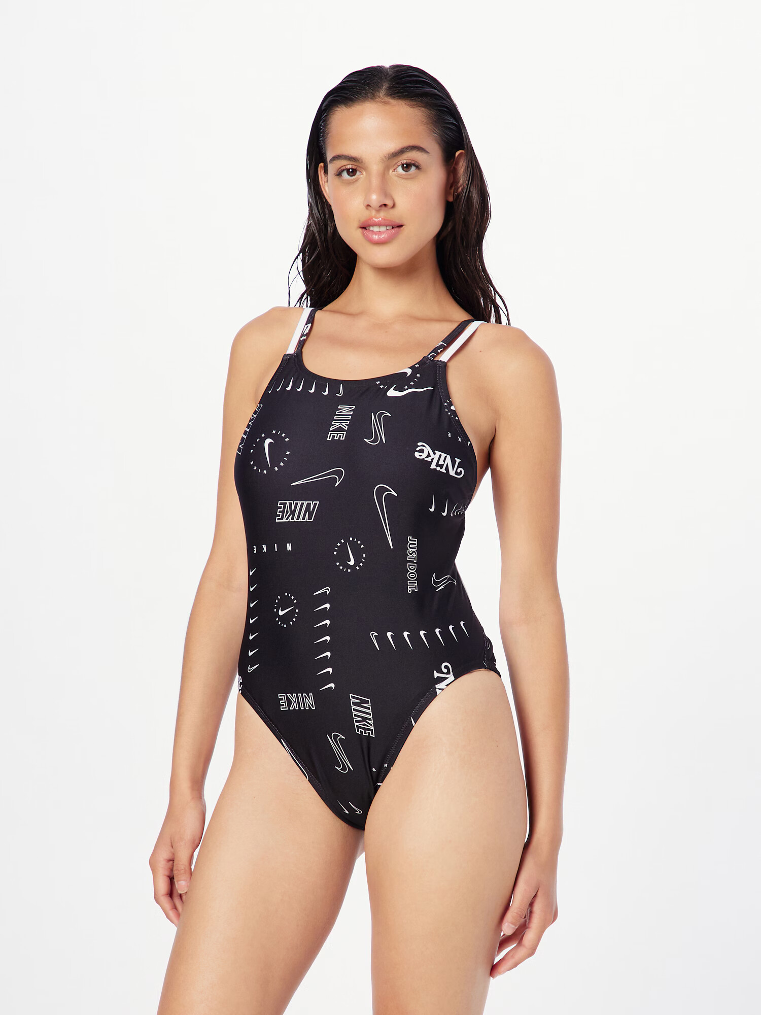 Nike Swim Costum de baie sport negru / alb - Pled.ro