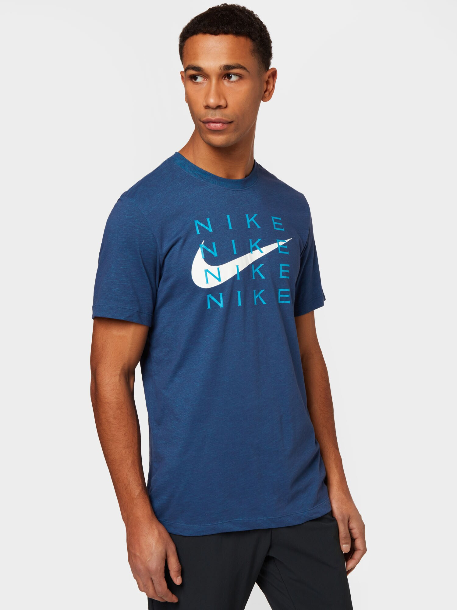 NIKE Tricou funcțional albastru / cyan / alb - Pled.ro