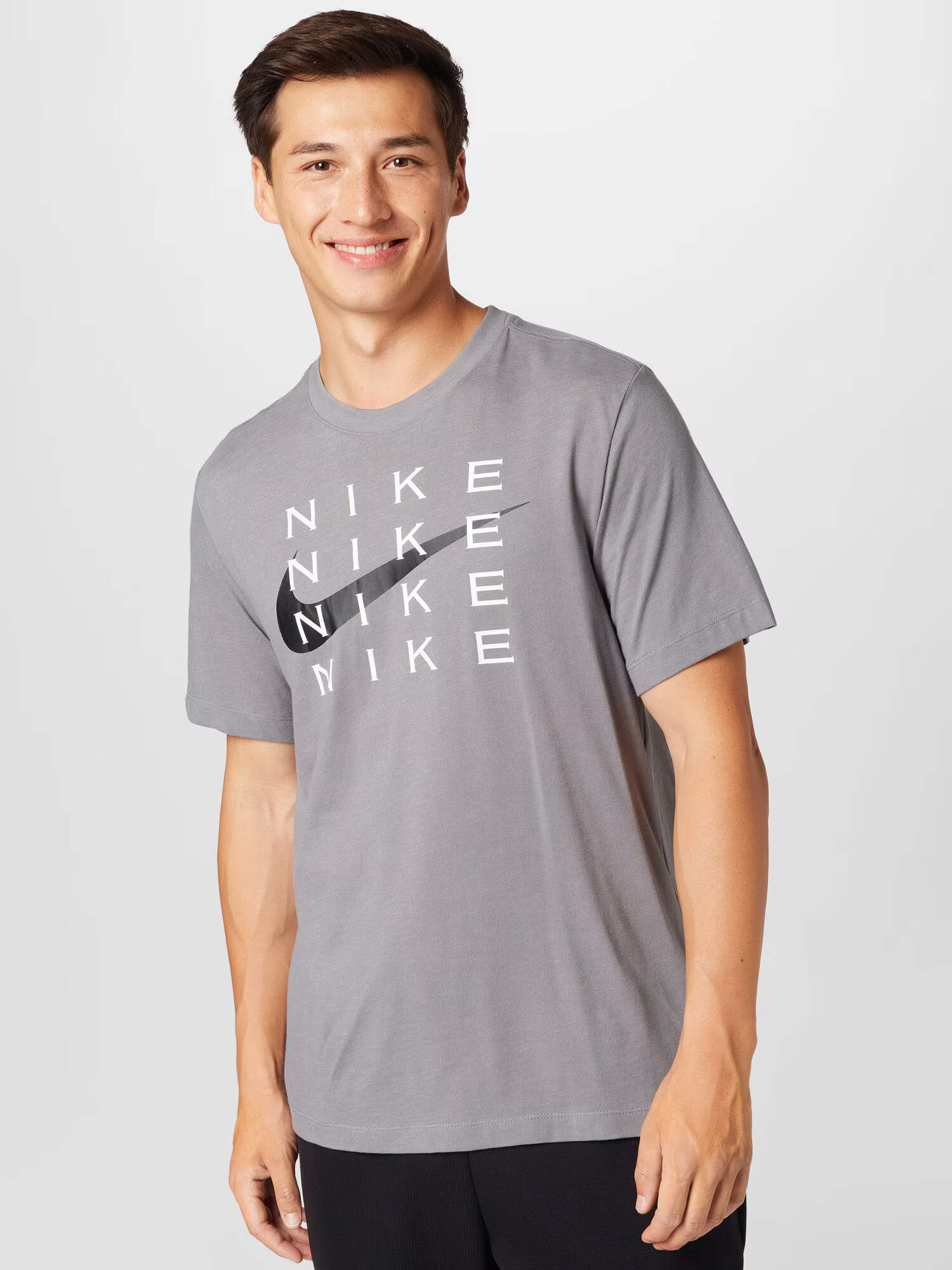 NIKE Tricou funcțional gri închis / negru / alb - Pled.ro