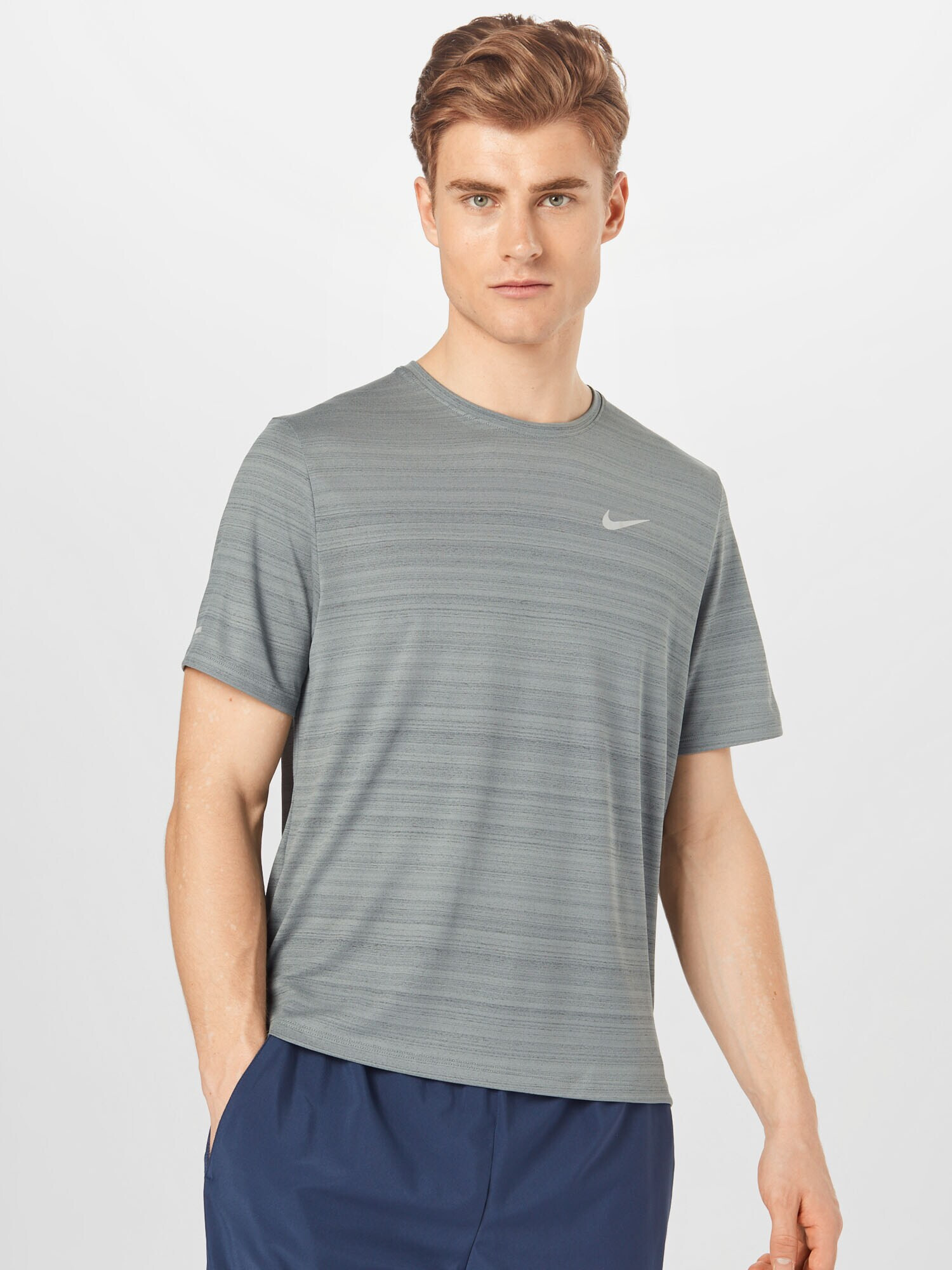 NIKE Tricou funcțional 'Miler' gri amestecat / alb - Pled.ro