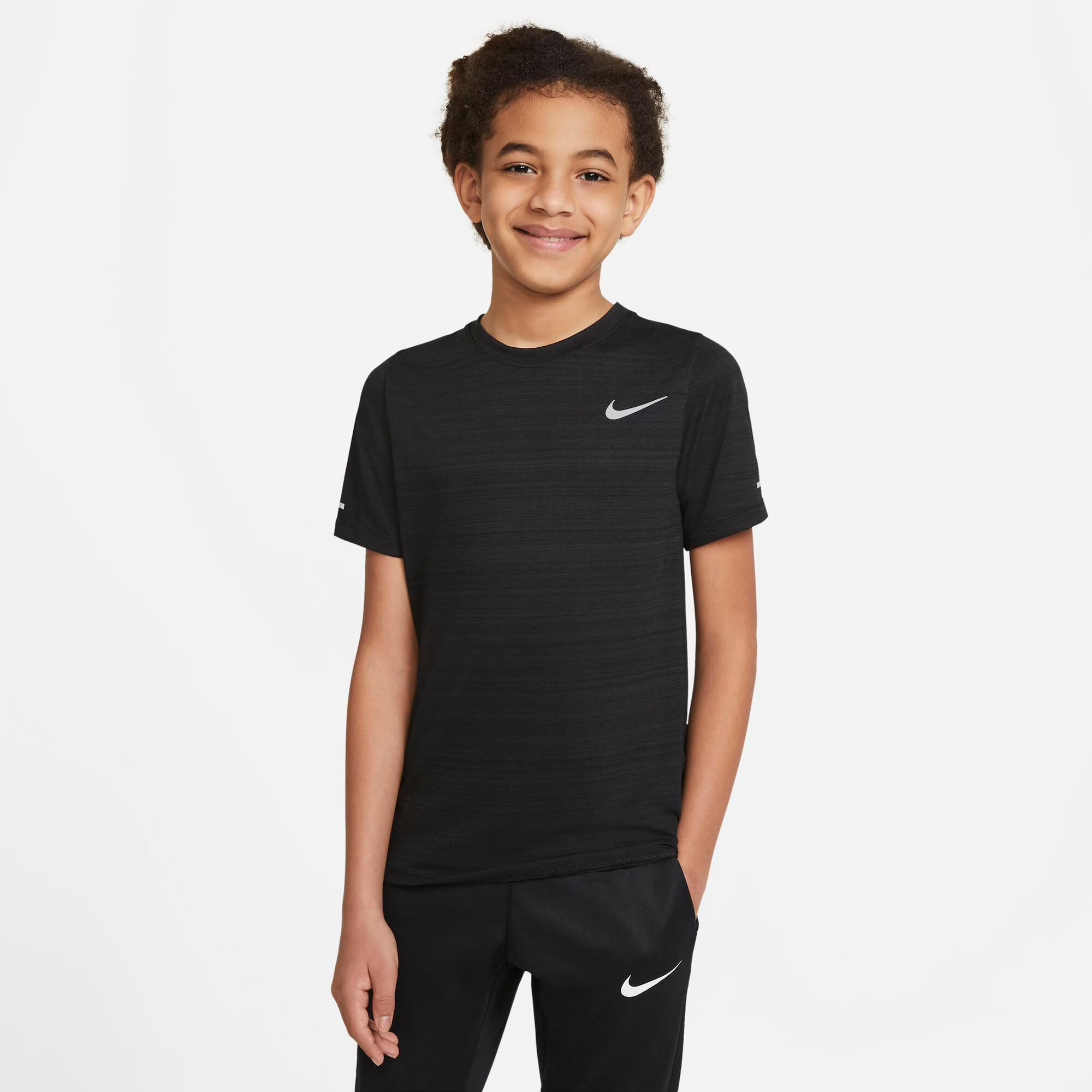 NIKE Tricou funcțional 'Miler' gri / negru - Pled.ro