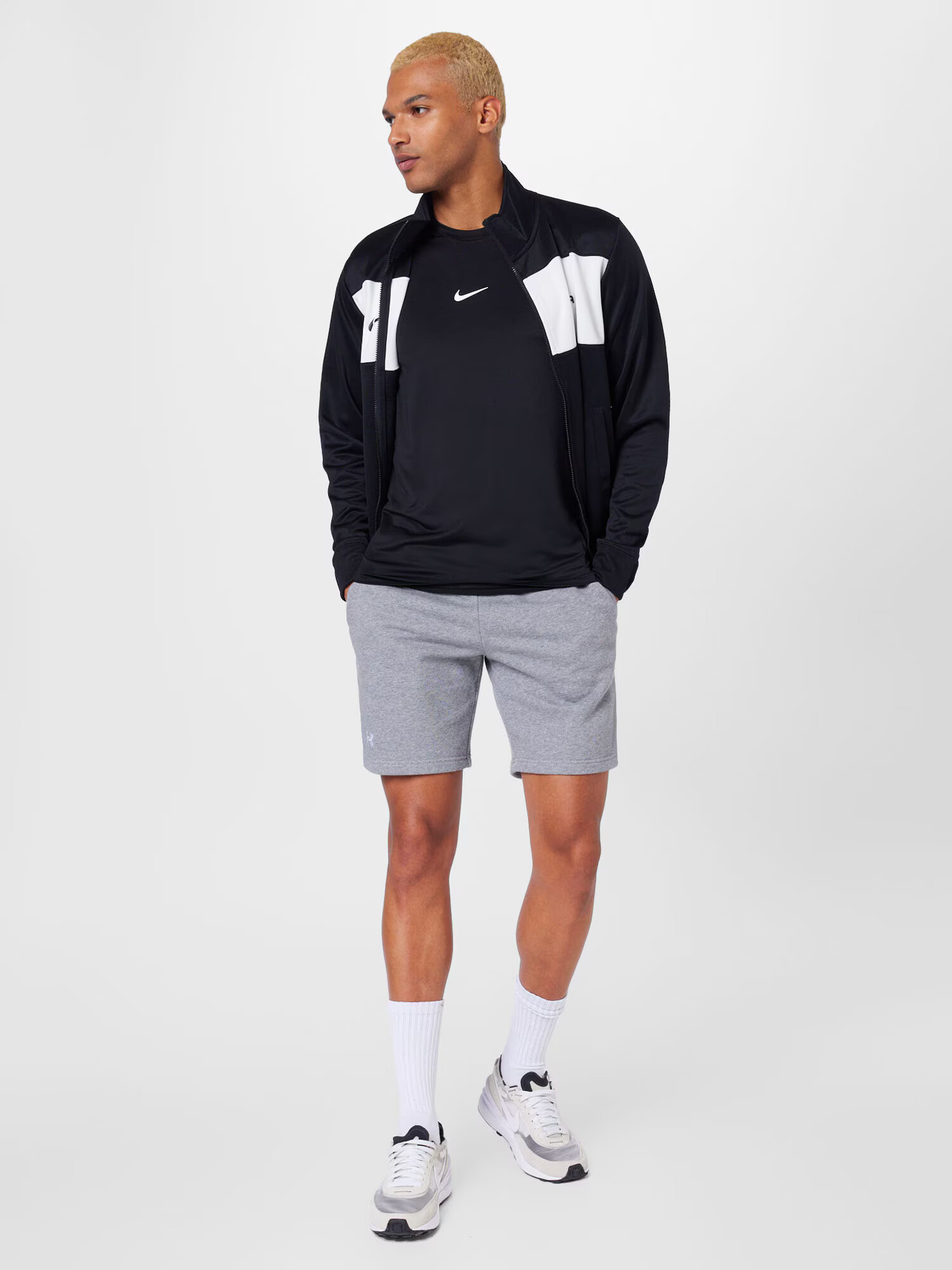 NIKE Tricou funcțional negru / alb - Pled.ro