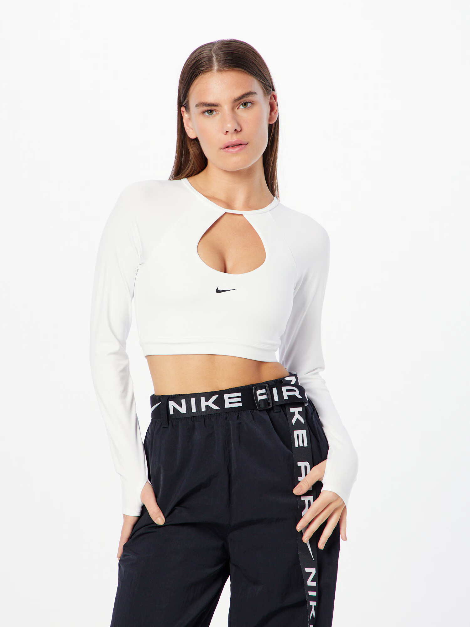 NIKE Tricou funcțional negru / alb - Pled.ro