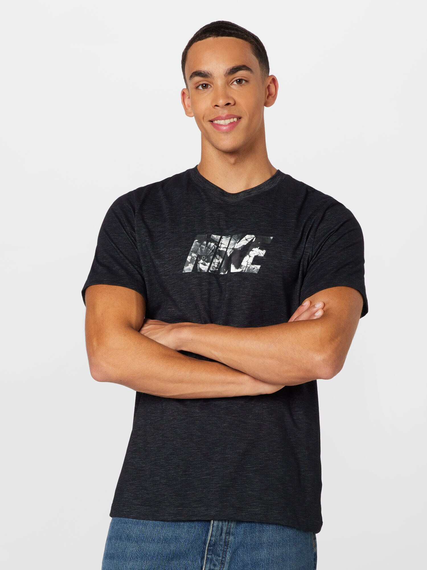 NIKE Tricou funcțional negru / negru amestecat / alb - Pled.ro