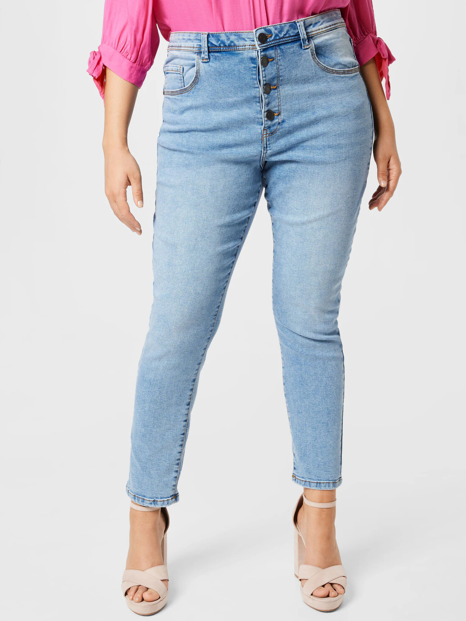 Noisy May Curve Jeans albastru denim - Pled.ro