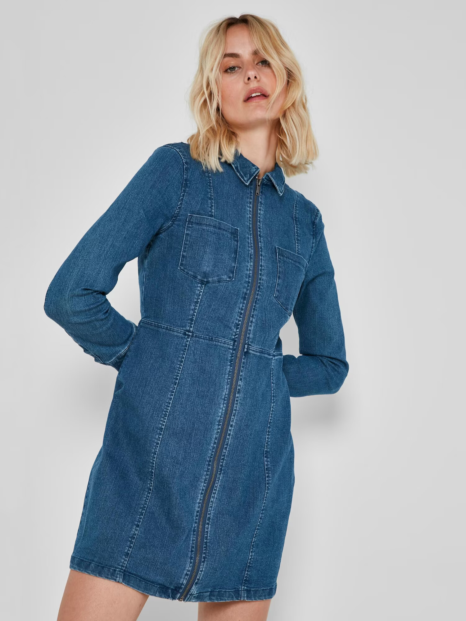 Noisy may Rochie tip bluză 'Lisa' albastru denim - Pled.ro