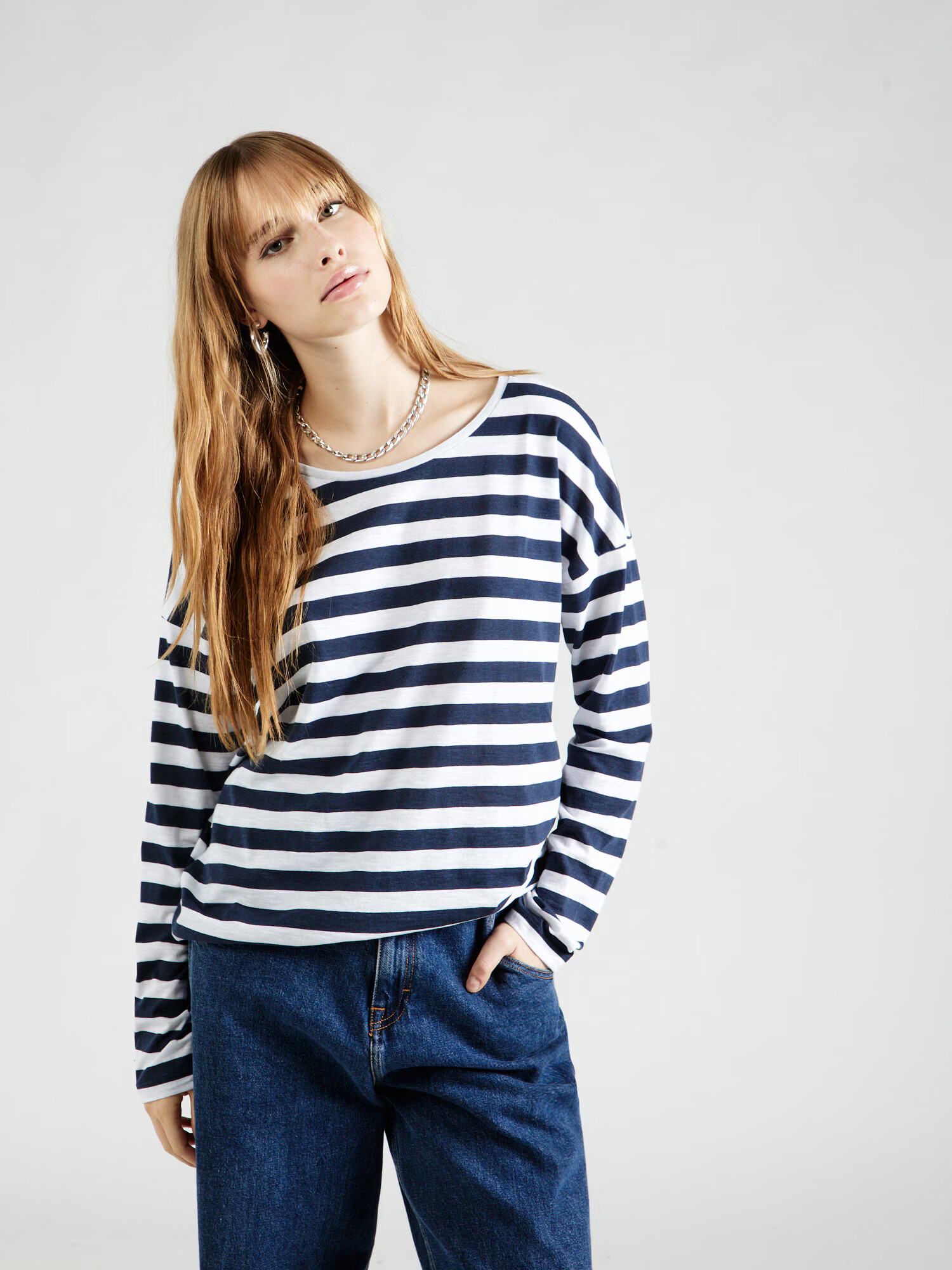 Noisy may Tricou 'MATHILDE' bleumarin / alb - Pled.ro