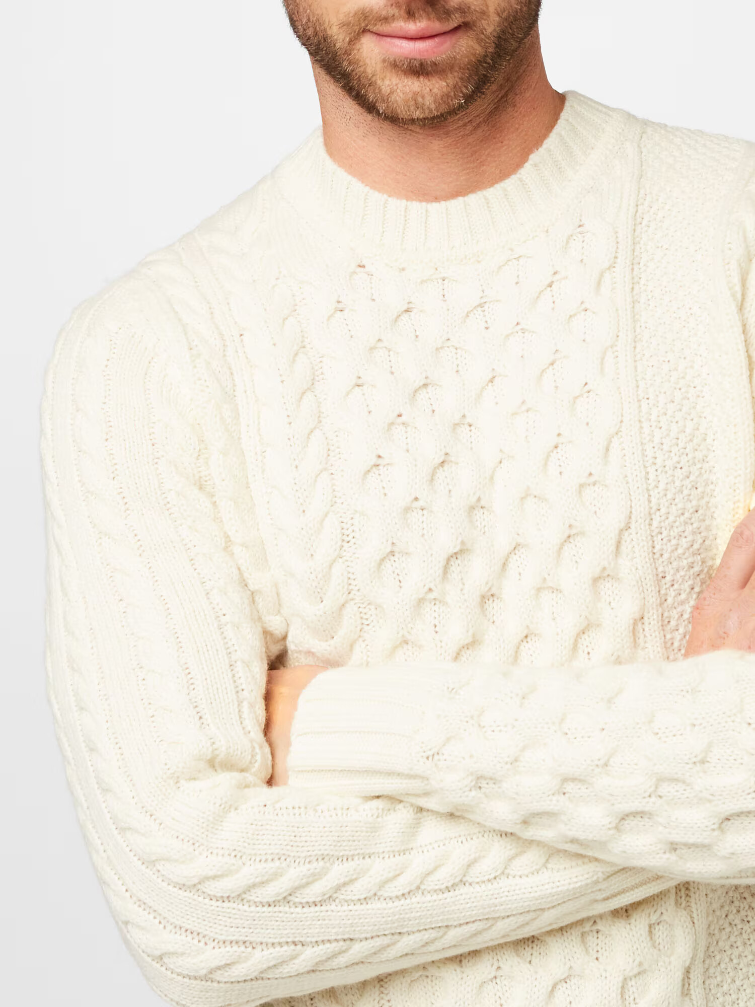 NORSE PROJECTS Pulover 'Arild Cable' alb - Pled.ro