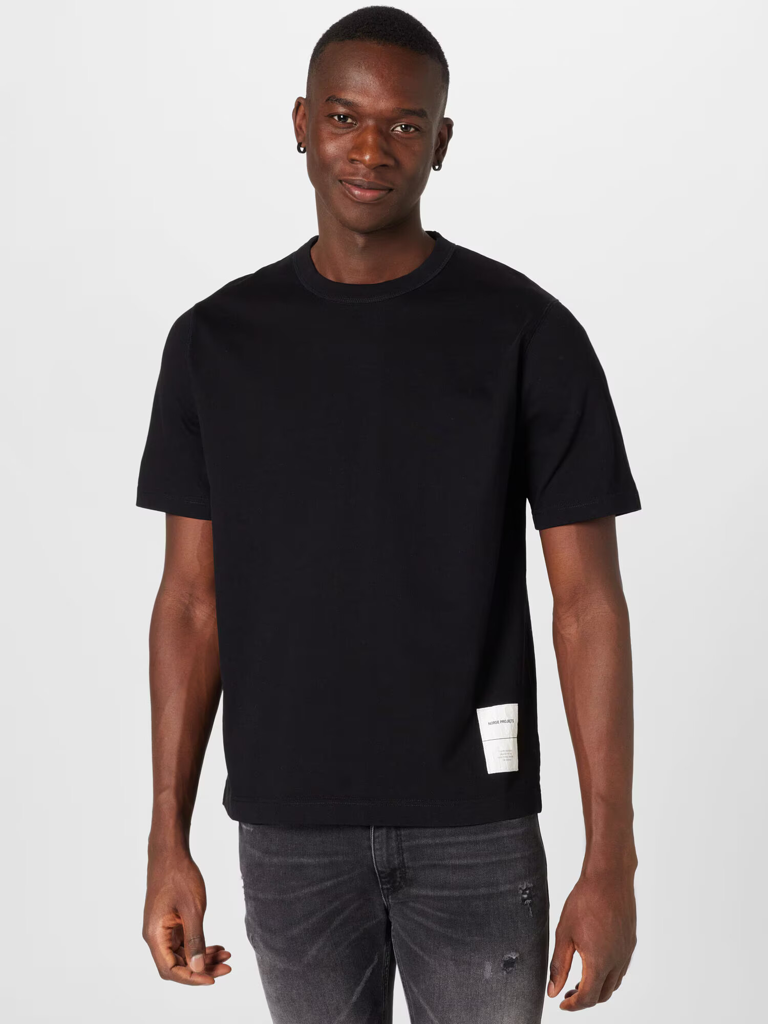 NORSE PROJECTS Tricou 'Holger' negru / alb - Pled.ro