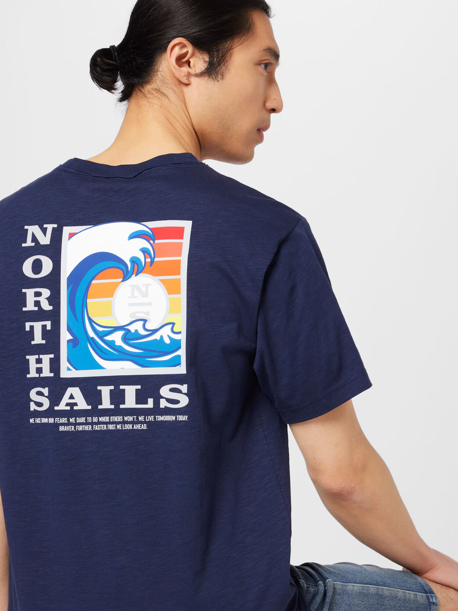 North Sails Tricou albastru / albastru marin / portocaliu / alb - Pled.ro