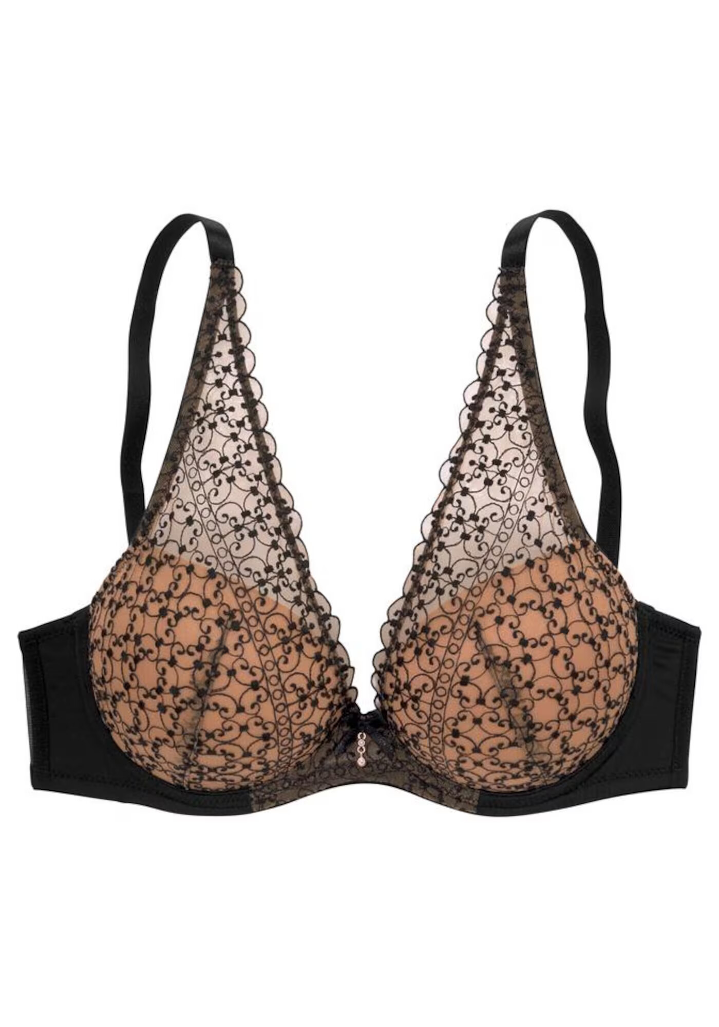 NUANCE Sutien bej deschis / negru - Pled.ro