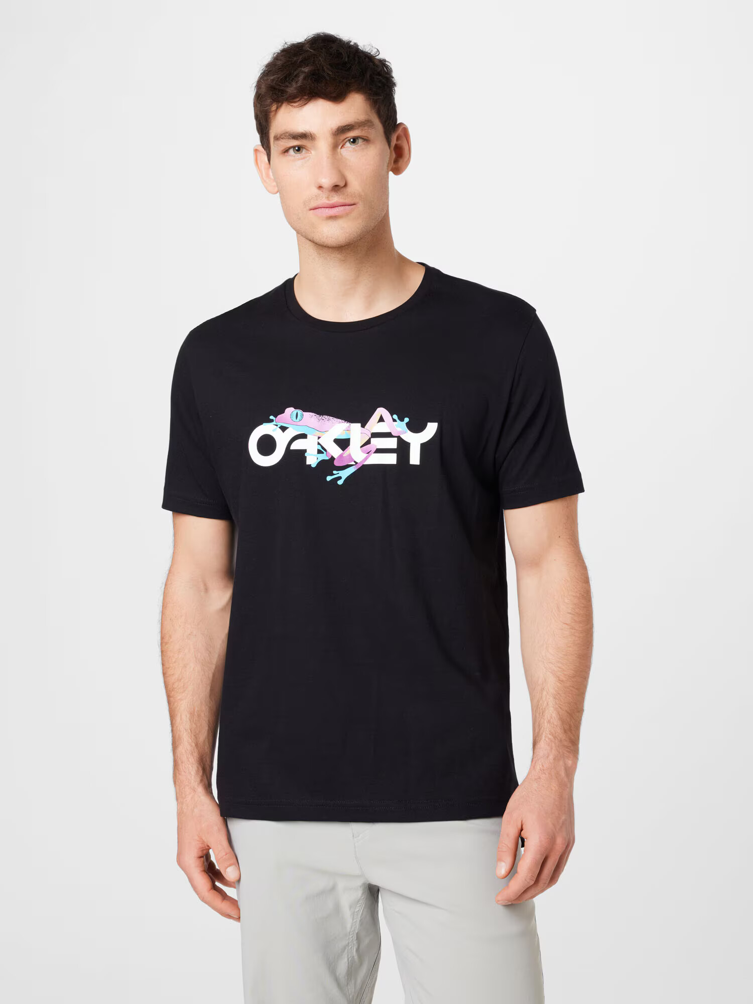 OAKLEY Tricou funcțional 'RETRO FROG' albastru deschis / roz / negru / alb - Pled.ro