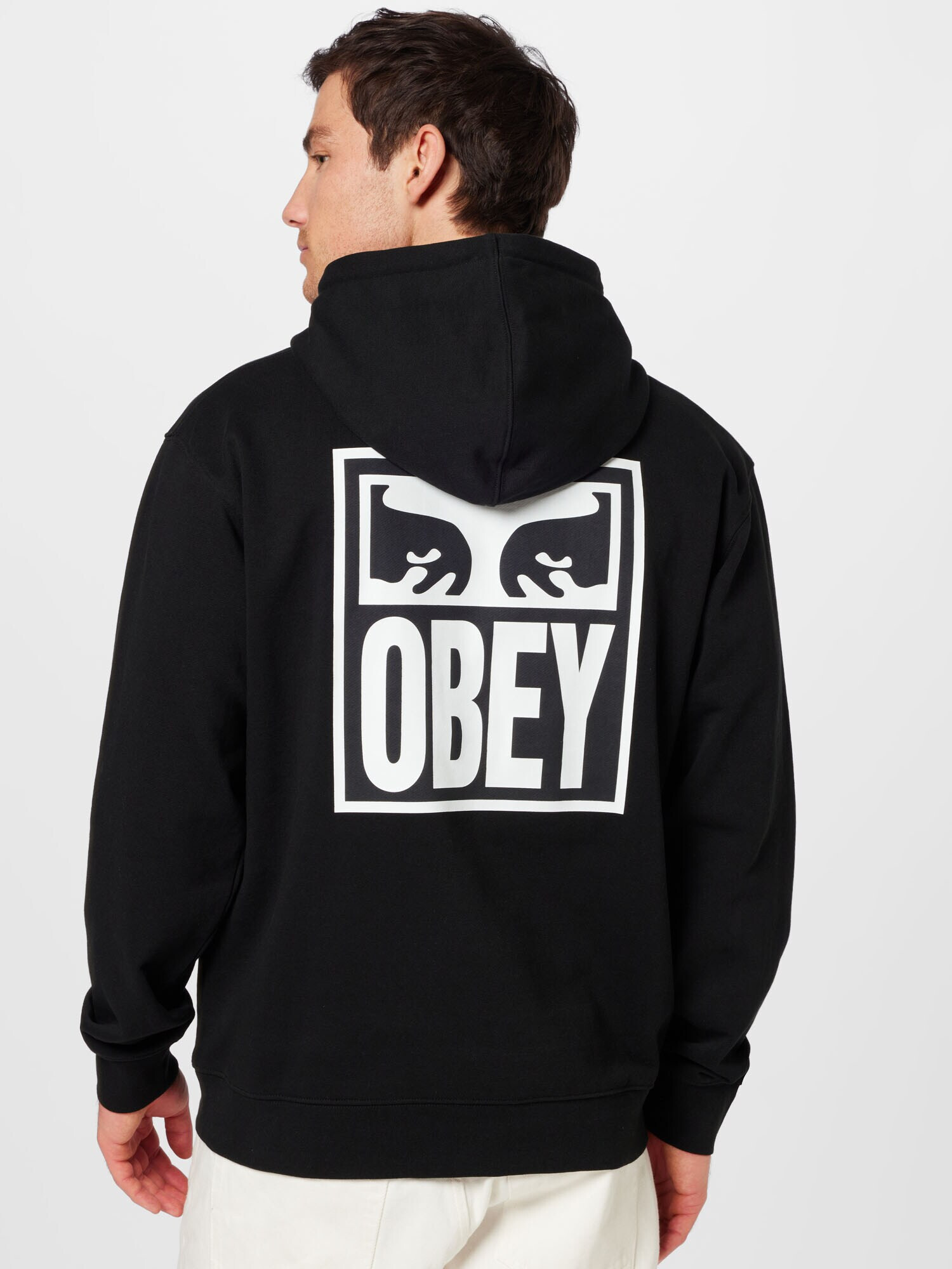 Obey Bluză de molton negru / alb - Pled.ro