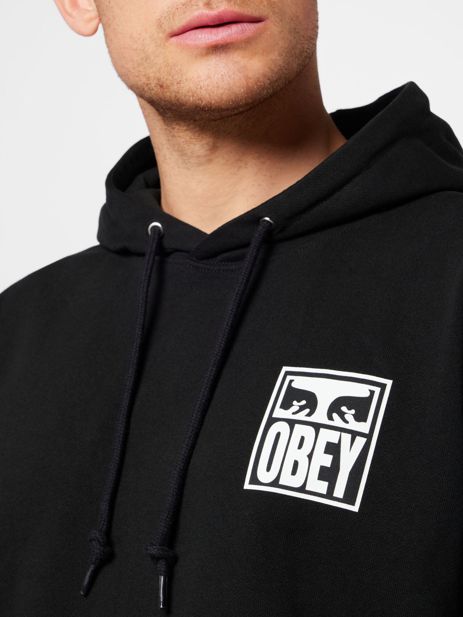 Obey Bluză de molton negru / alb - Pled.ro