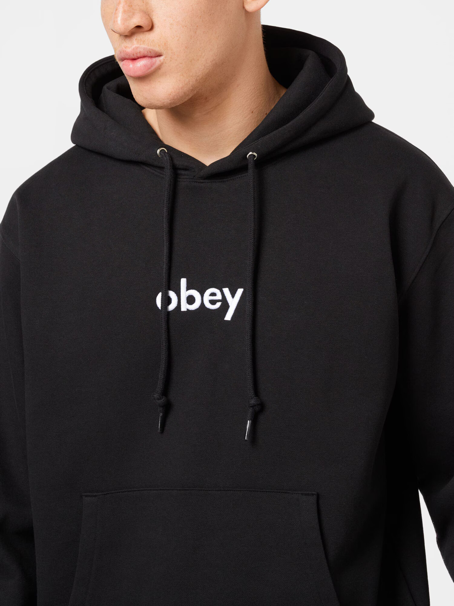 Obey Bluză de molton negru / alb - Pled.ro