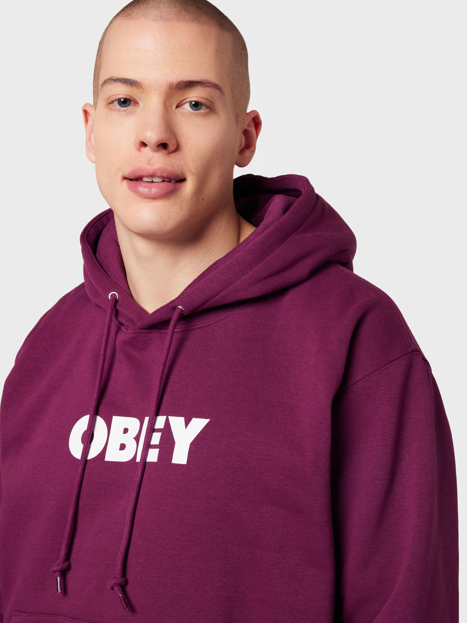 Obey Bluză de molton roșu burgundy / alb - Pled.ro