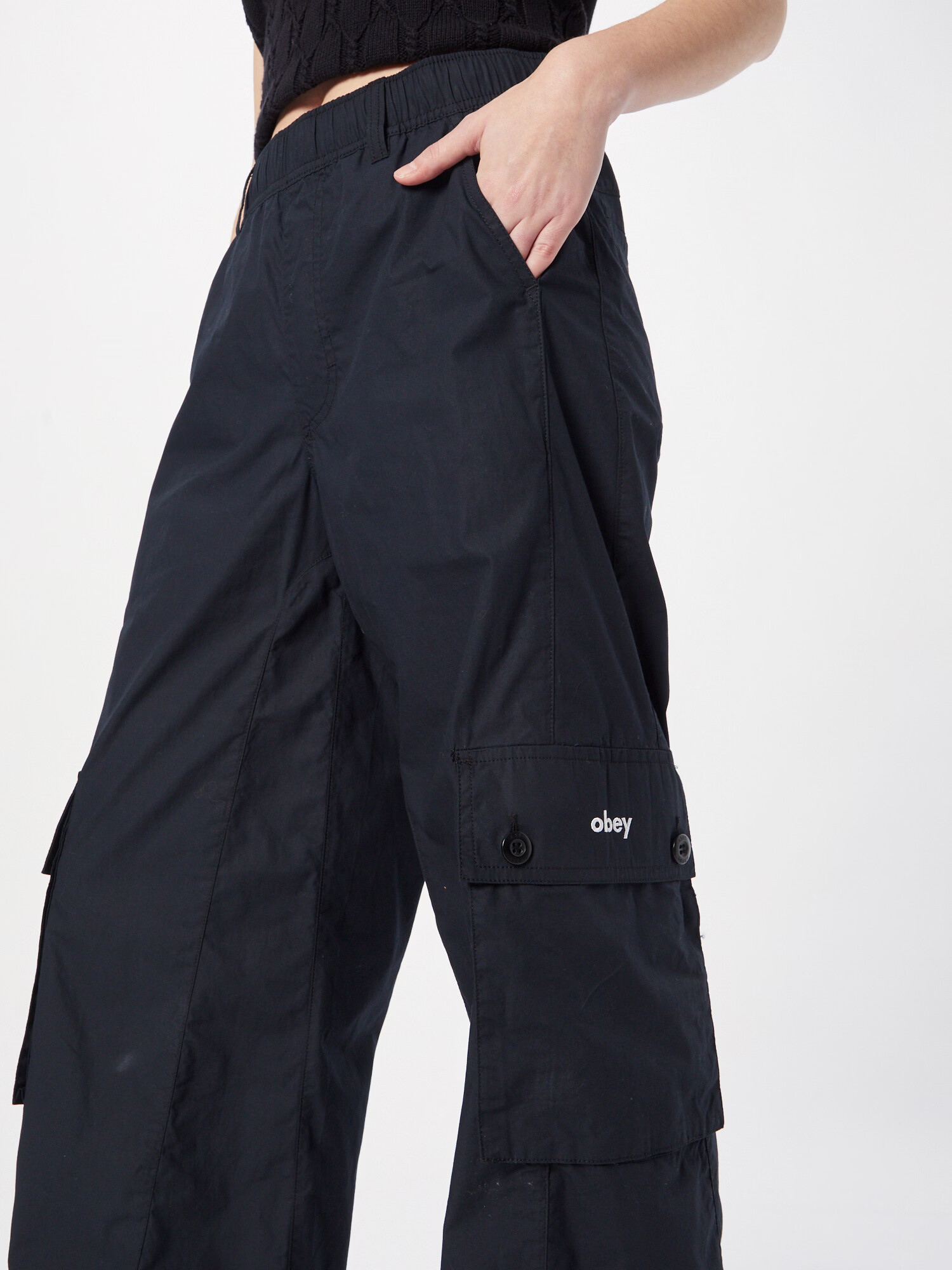 Obey Pantaloni cu buzunare 'DYLAN' negru / alb - Pled.ro