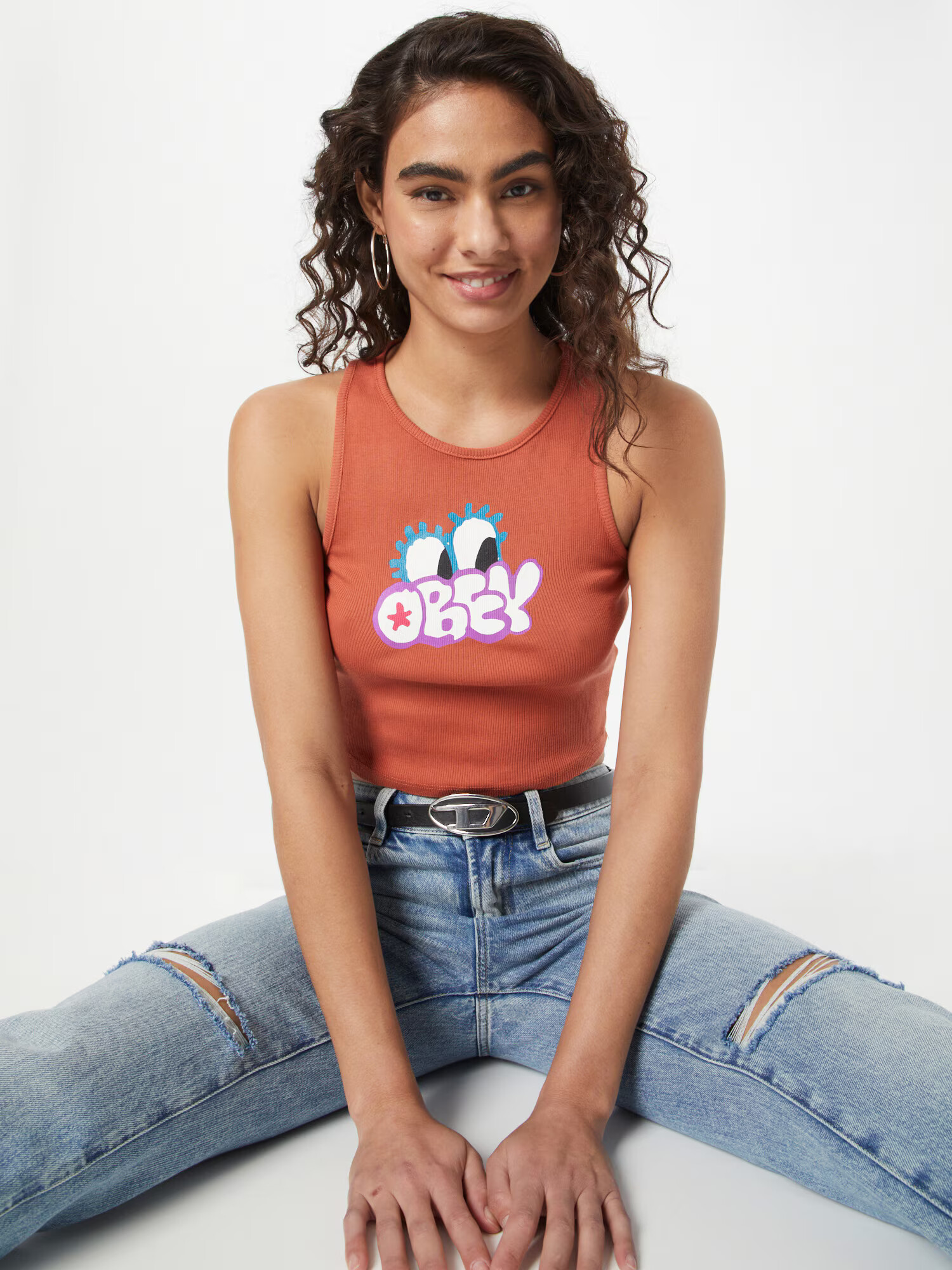 Obey Top lila / portocaliu deschis / negru / alb - Pled.ro