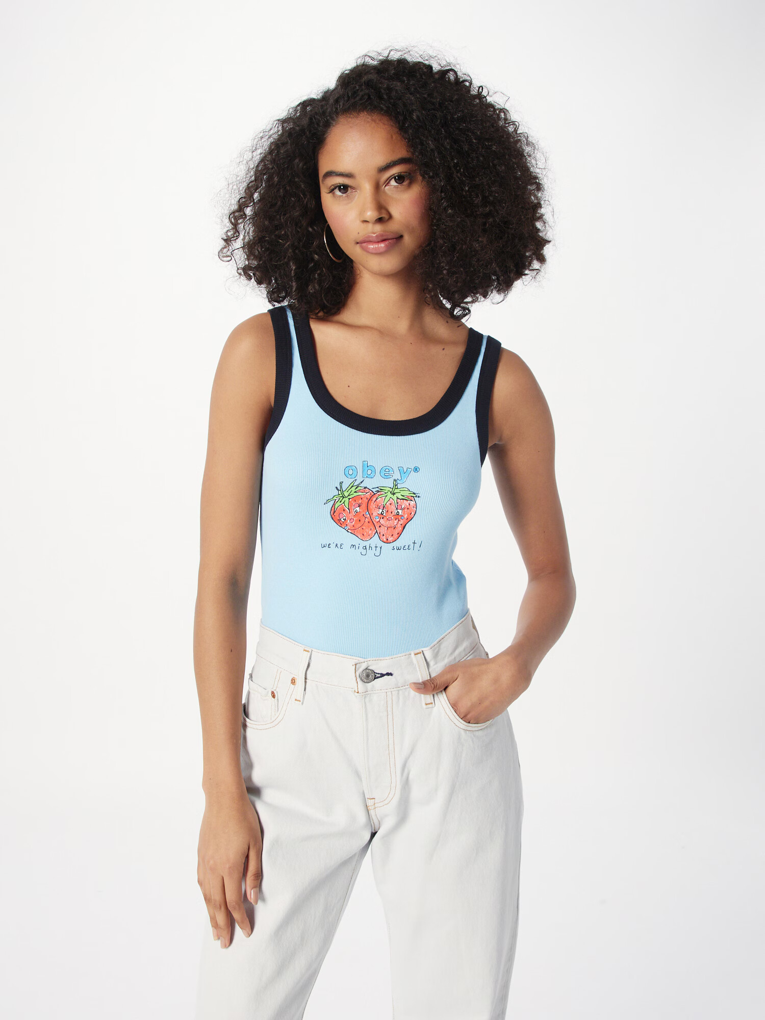 Obey Top 'WE’RE MIGHTY SWEET' bleumarin / azuriu / verde deschis / roșu - Pled.ro