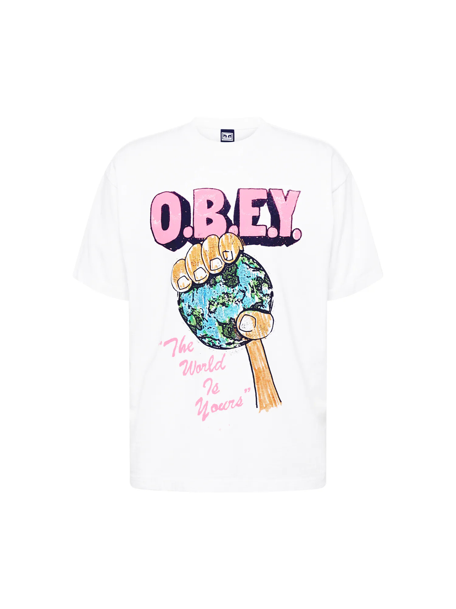 Obey Tricou albastru deschis / galben muștar / roz deschis / alb - Pled.ro