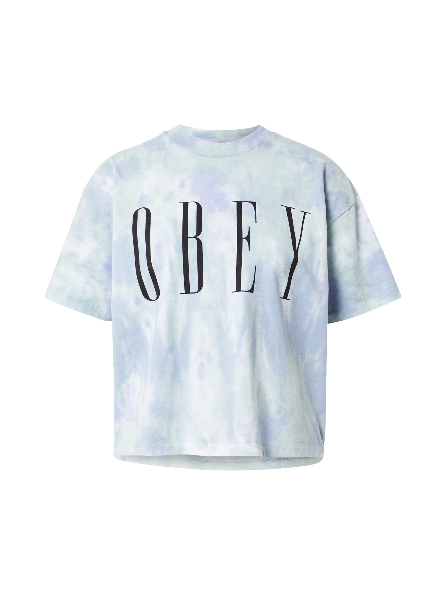 Obey Tricou albastru fumuriu / albastru deschis / negru / alb - Pled.ro