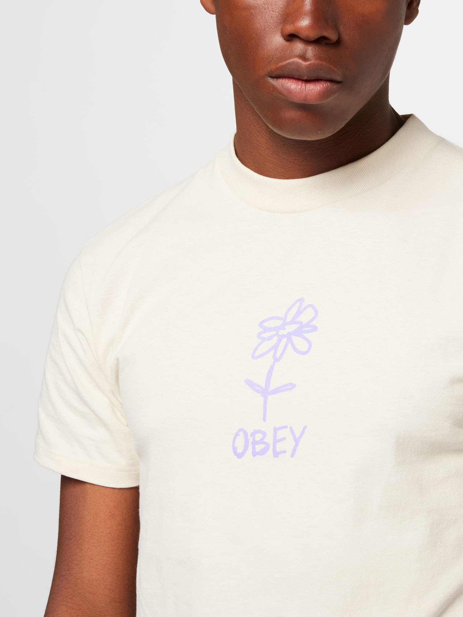 Obey Tricou crem / mov liliachiu - Pled.ro