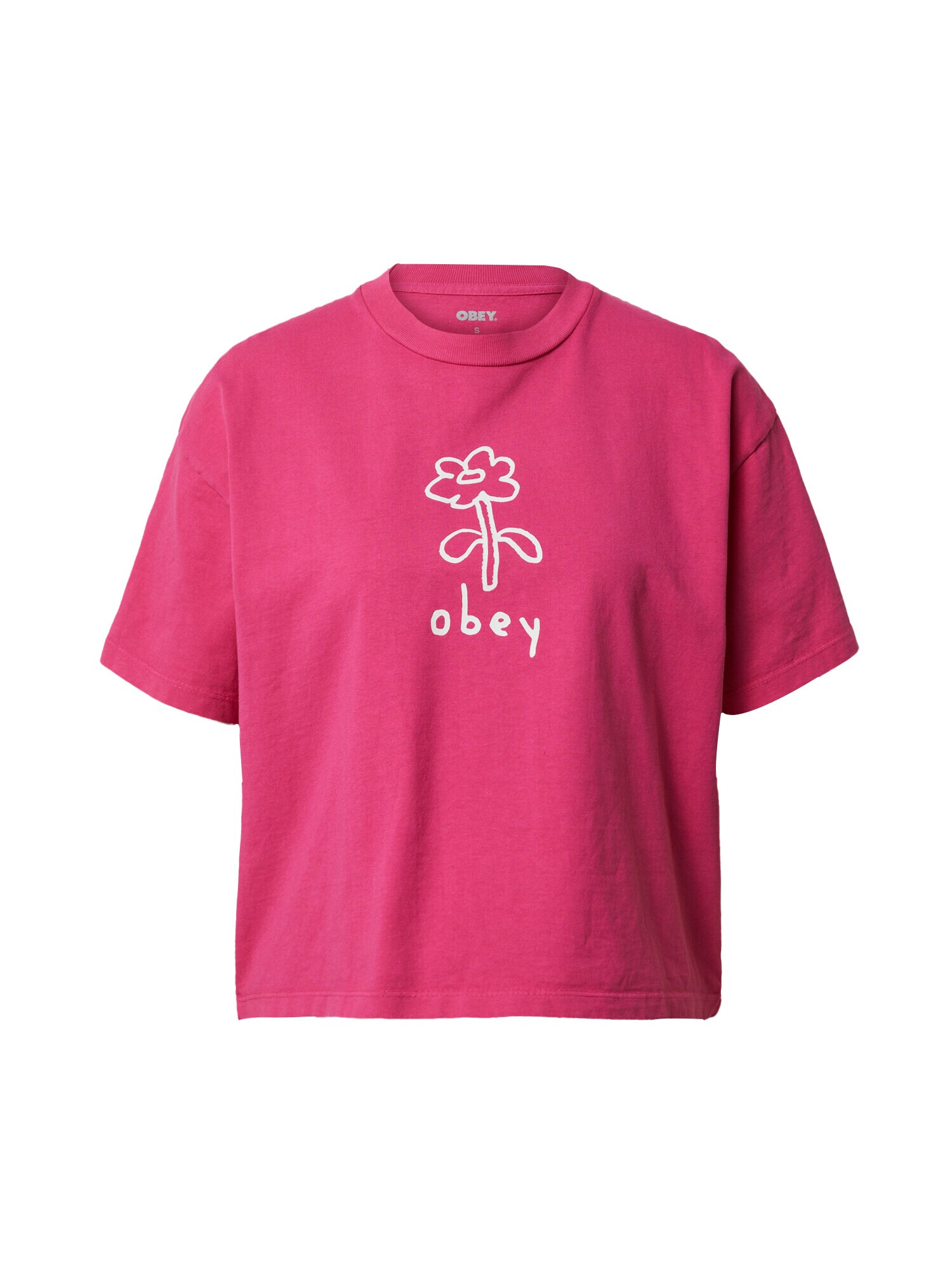 Obey Tricou fucsia / alb - Pled.ro