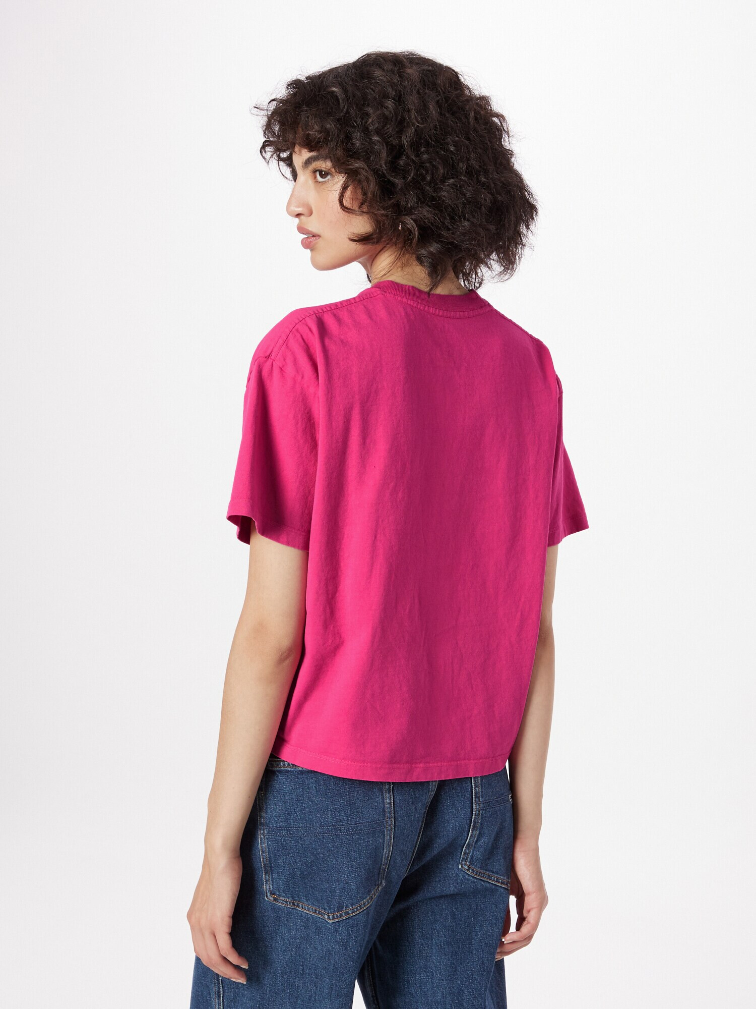 Obey Tricou fucsia / alb - Pled.ro