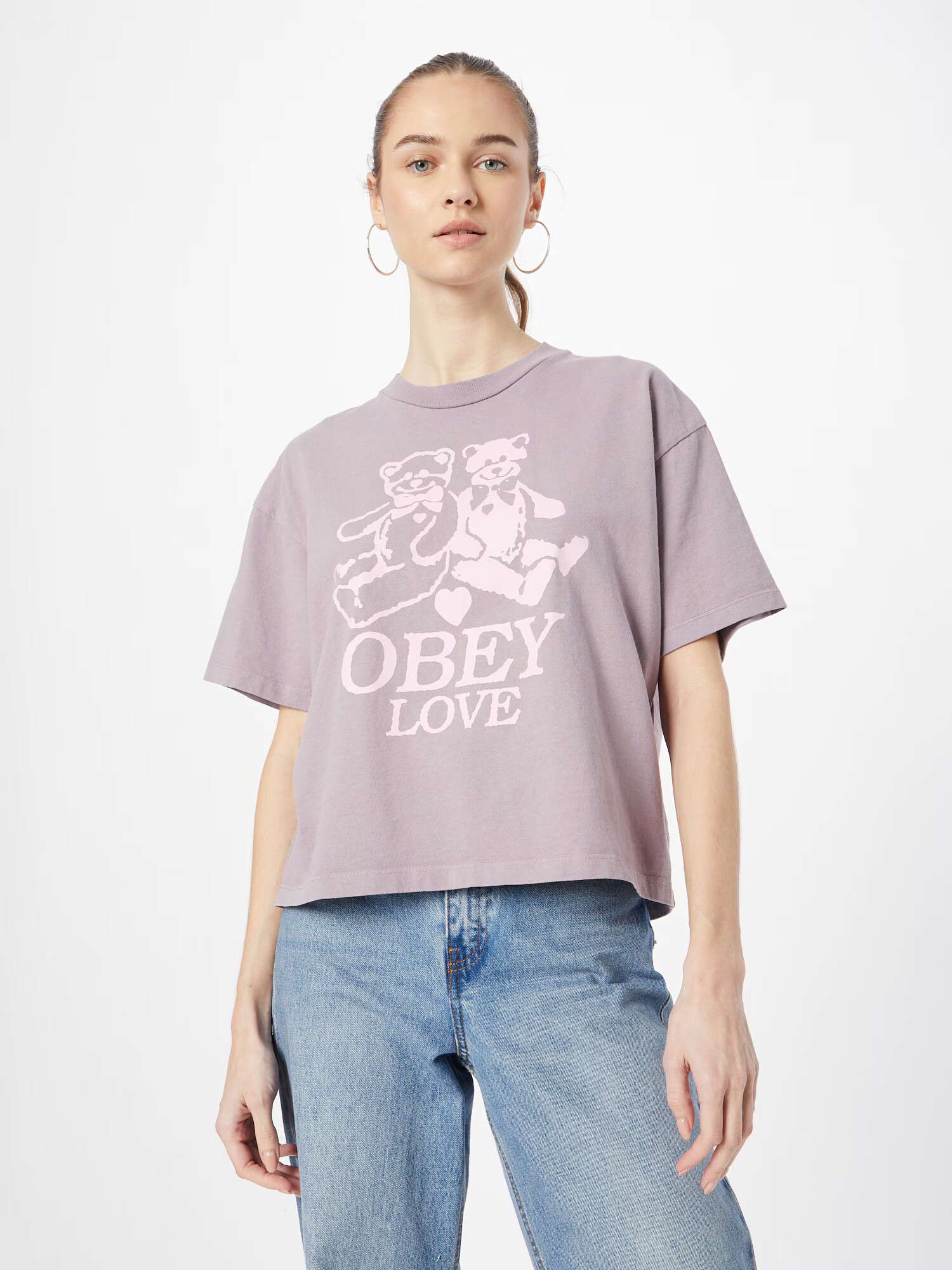 Obey Tricou lila / roz - Pled.ro