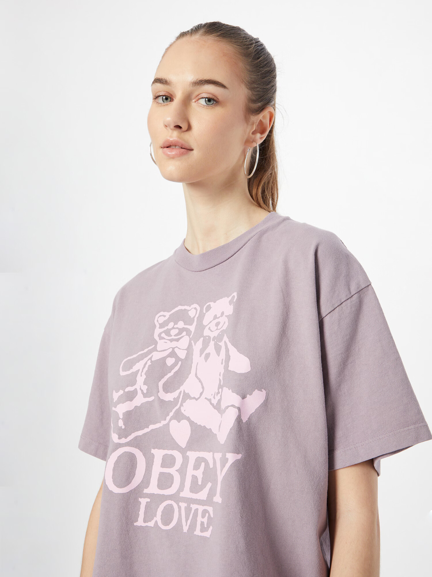 Obey Tricou lila / roz - Pled.ro